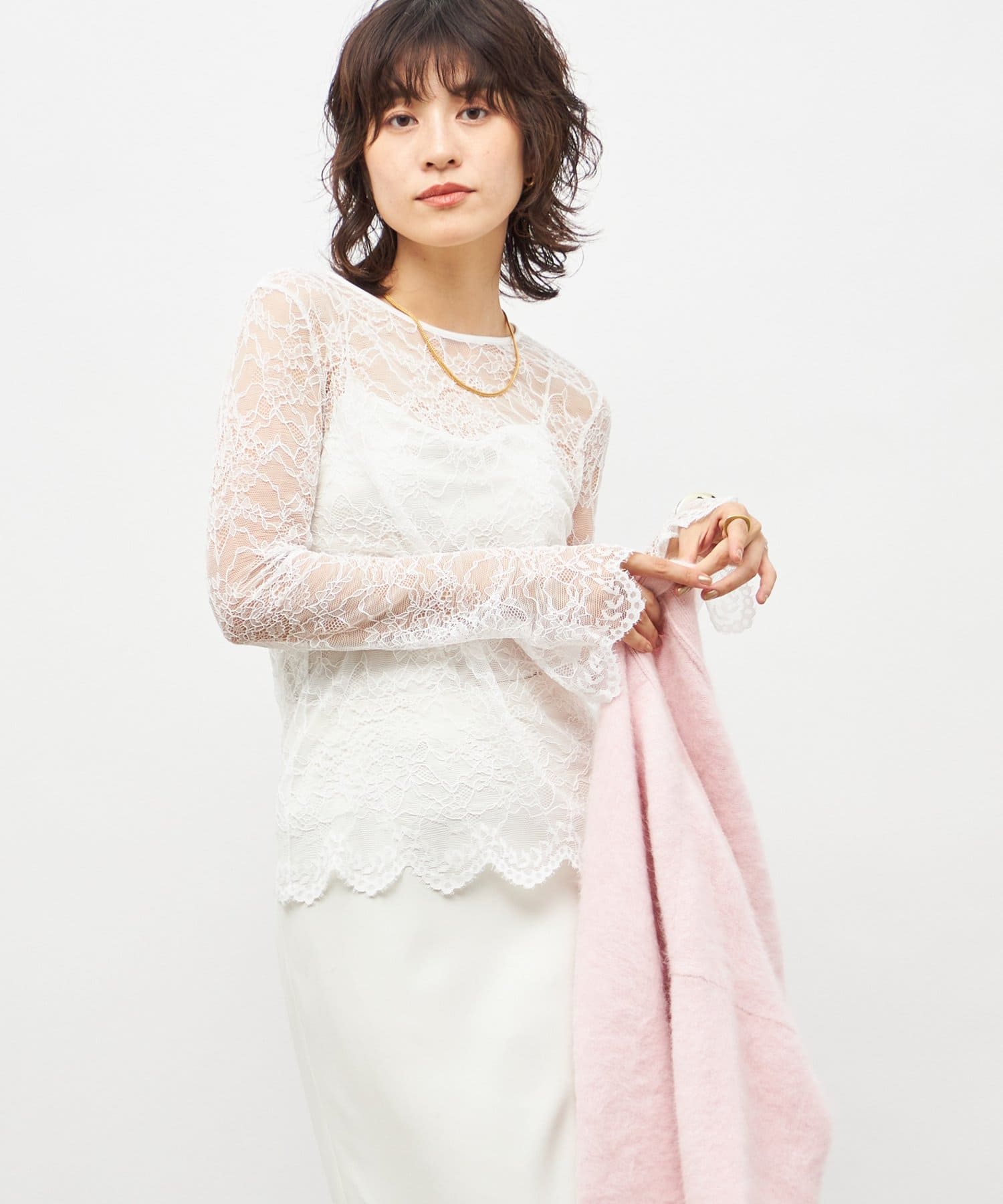 NOLLEY'S(ノーリーズ) ウォッシャブルラッセルレースＴブラウス