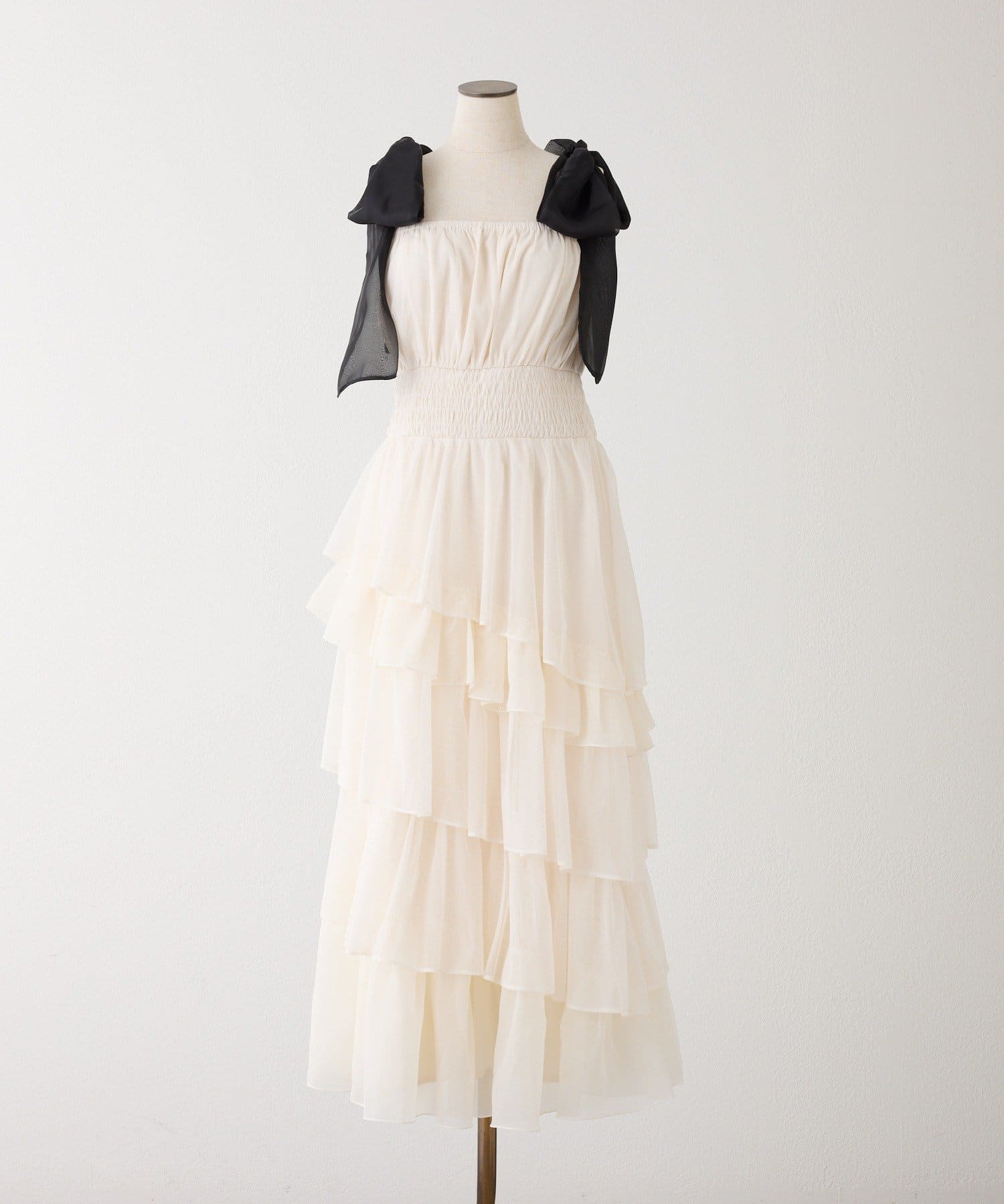 one after another NICE CLAUP(ワンアフターアナザー ナイスクラップ) 【premiumorder】肩リボンティアードキャミワンピ