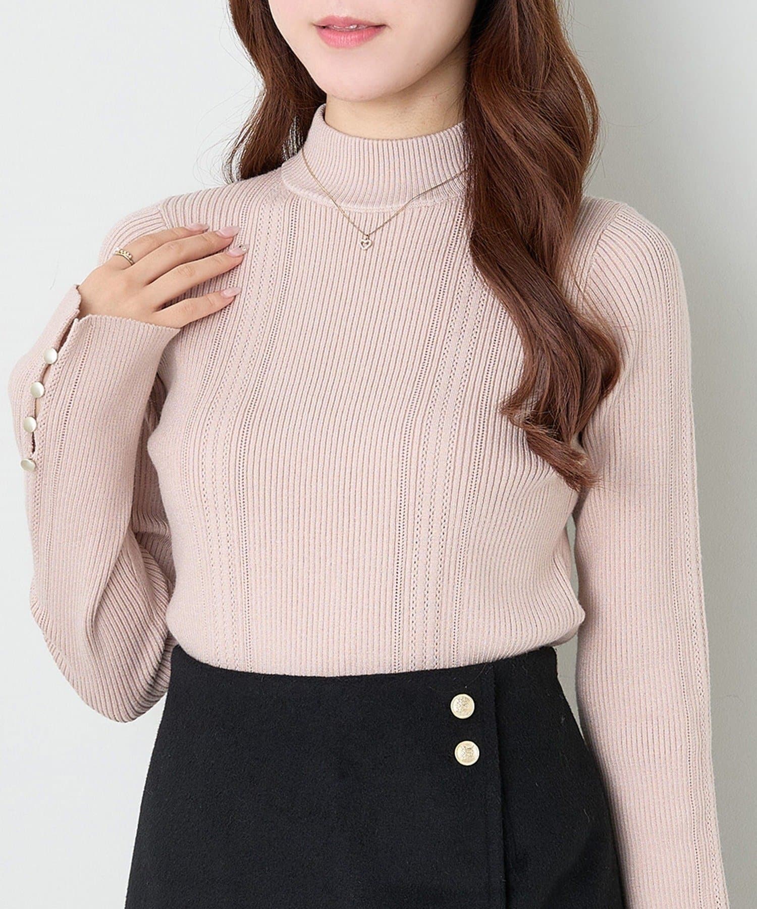 one after another NICE CLAUP(ワンアフターアナザー ナイスクラップ) アイレットプチハイネックニット