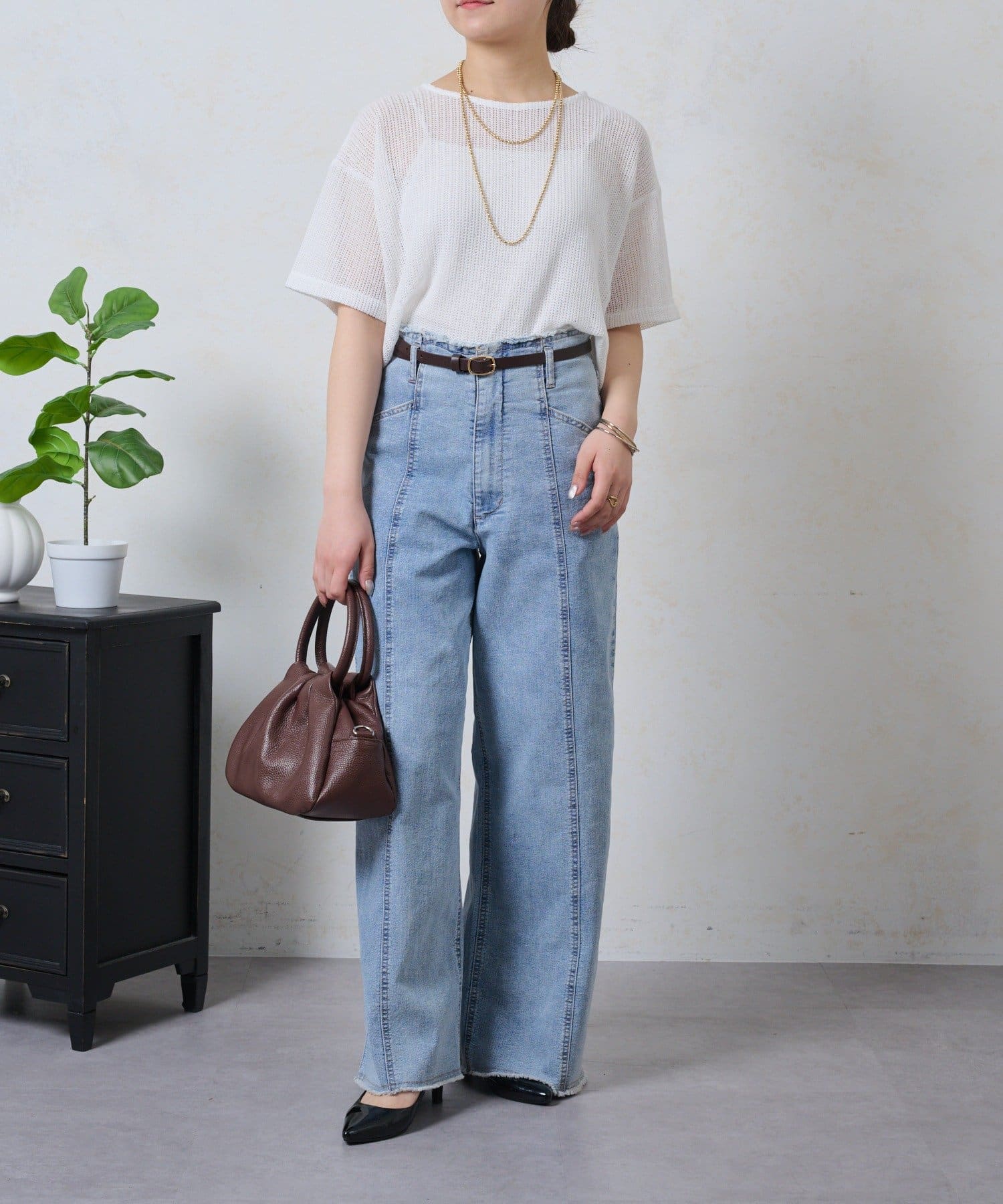 Jena　espace merveilleux(ジェナ　エスパスメルヴェイユ) ストレッチワイドデニムパンツ