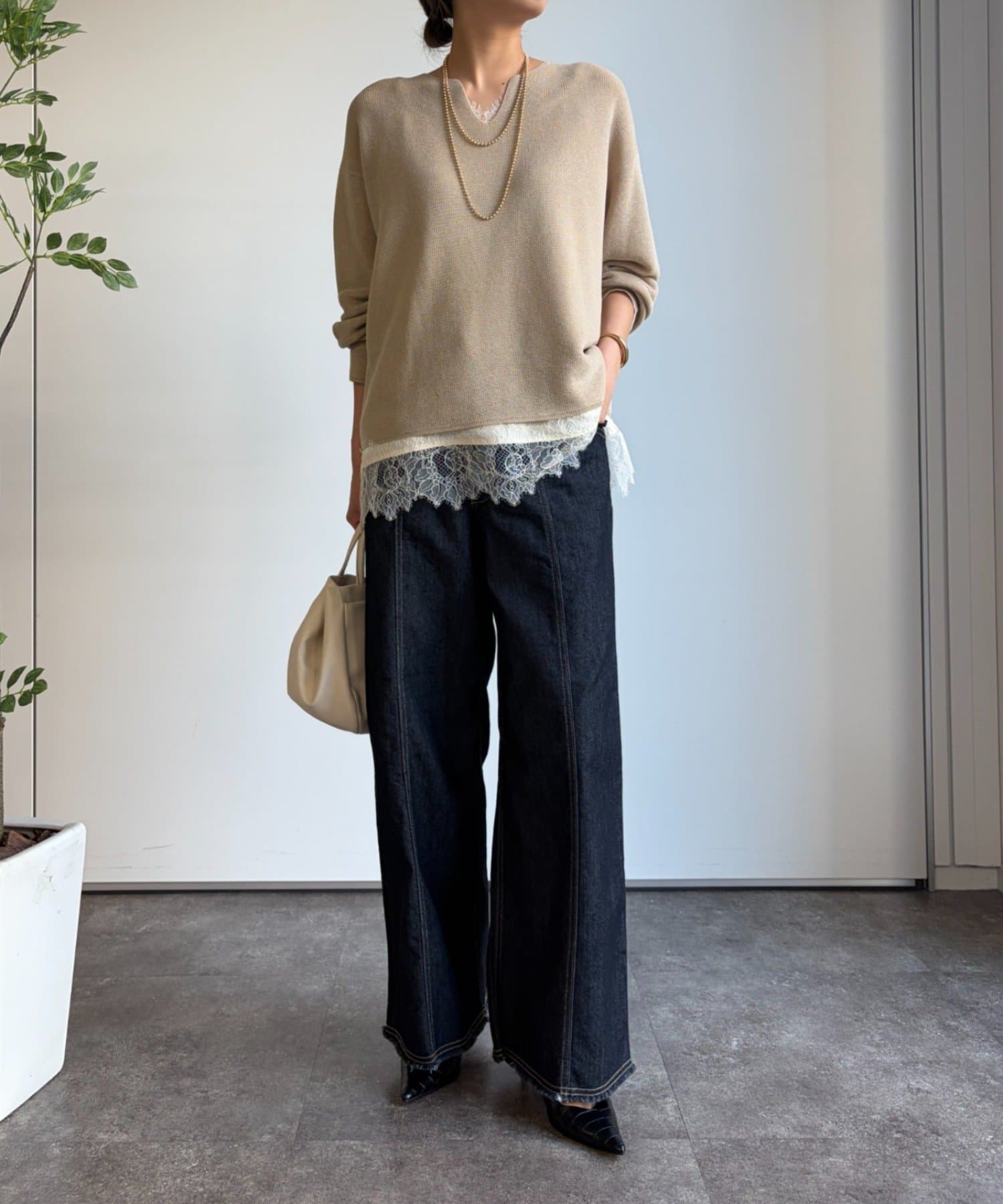 Jena　espace merveilleux(ジェナ　エスパスメルヴェイユ) ストレッチワイドデニムパンツ