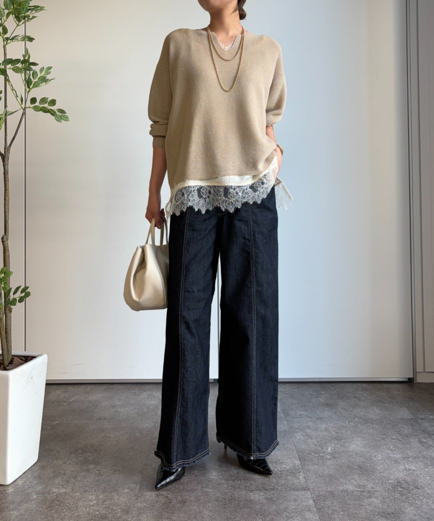 Jena　espace merveilleux(ジェナ　エスパスメルヴェイユ) ストレッチワイドデニムパンツ