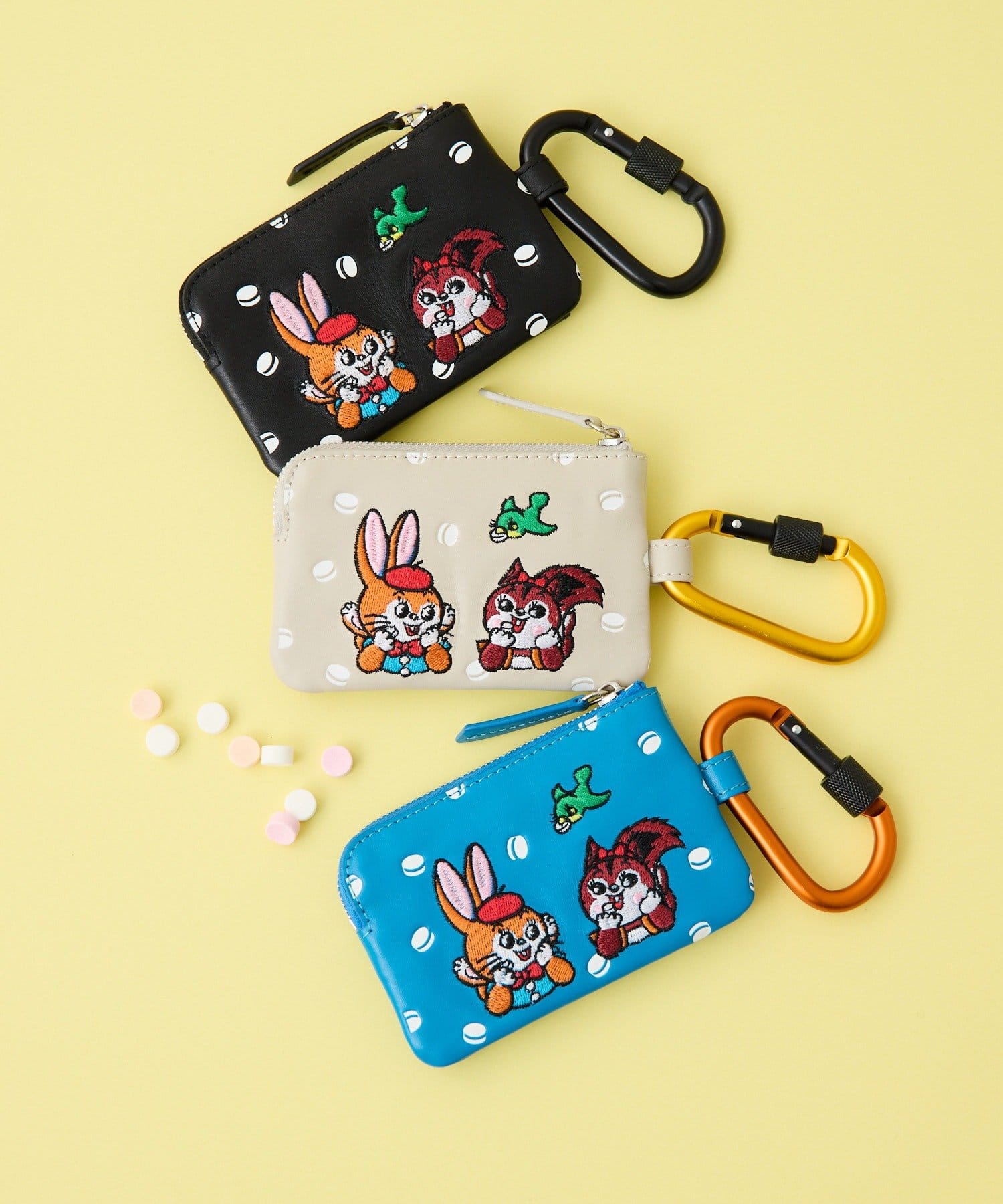 ear PAPILLONNER(イア パピヨネ) 【クッピーラムネ×ear】本革/コラボカラビナ付きパス＆キーケース