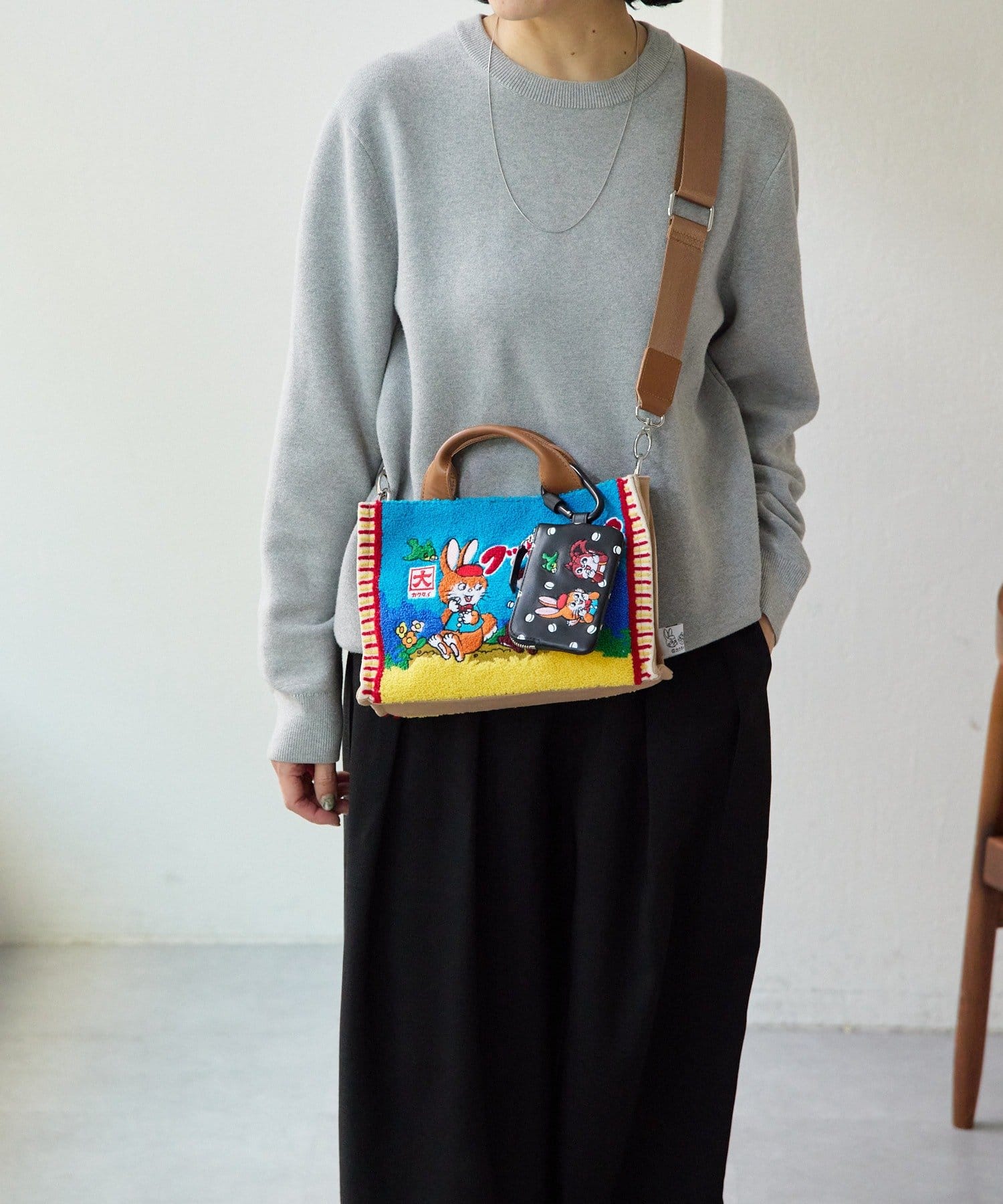 ear PAPILLONNER(イア パピヨネ) 【クッピーラムネ×ear】本革/コラボカラビナ付きパス＆キーケース