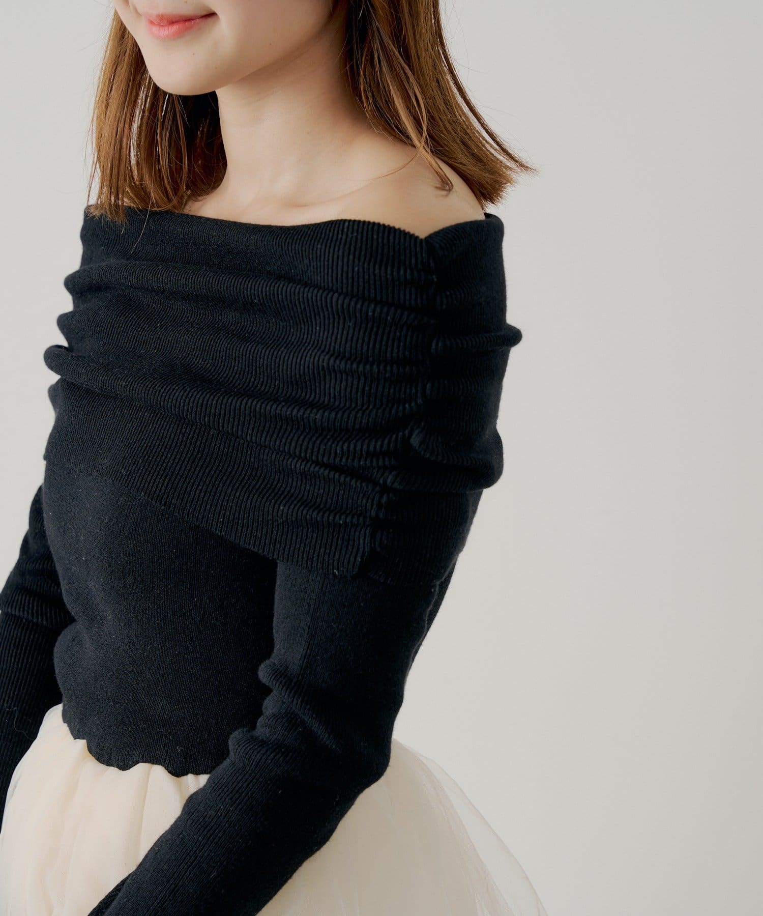 Chico(チコ) 【SALON by Chico】オフショルニットティアードボリュームドッキングワンピース