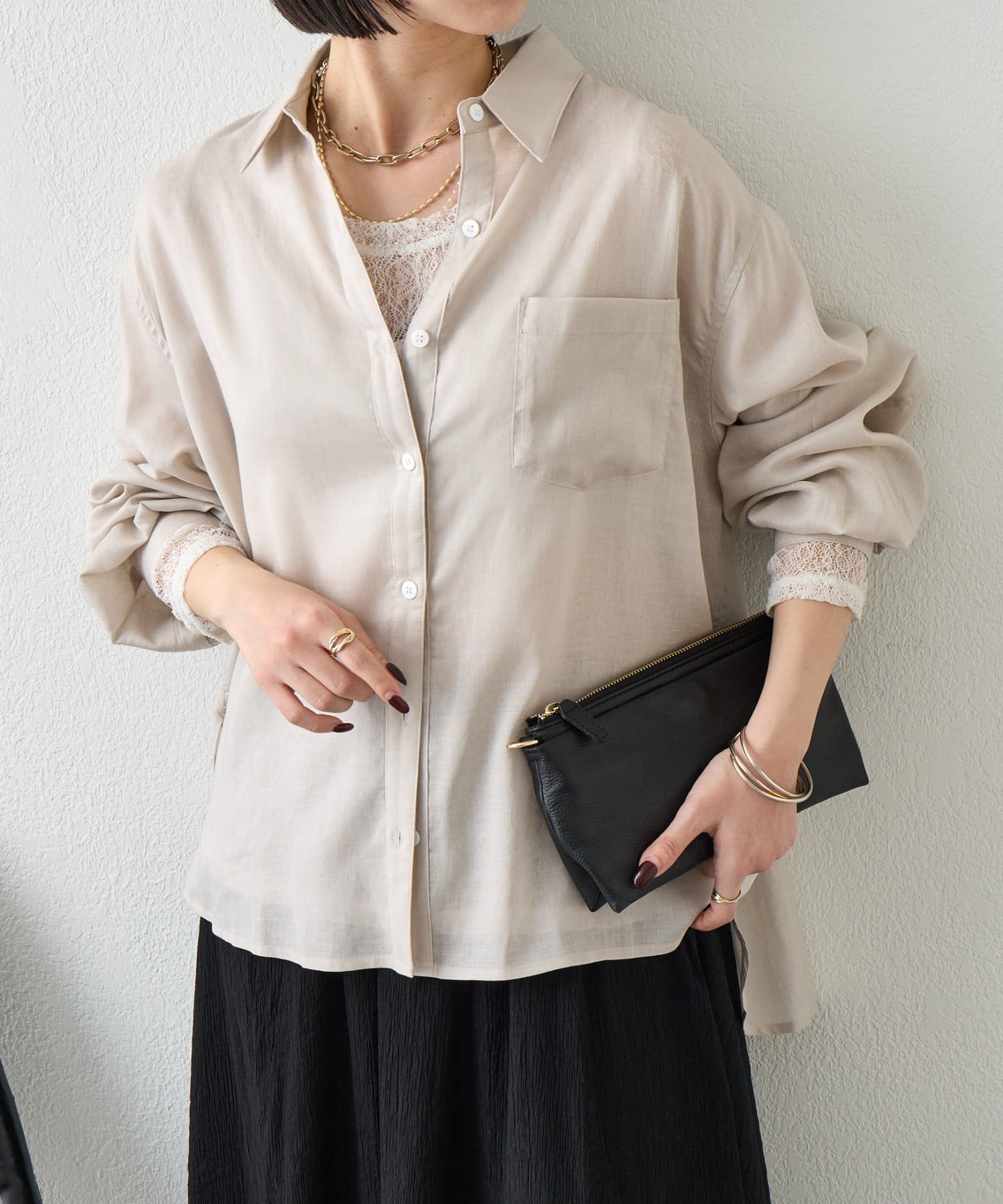 Jena　espace merveilleux(ジェナ　エスパスメルヴェイユ) リラックスシアーシャツ