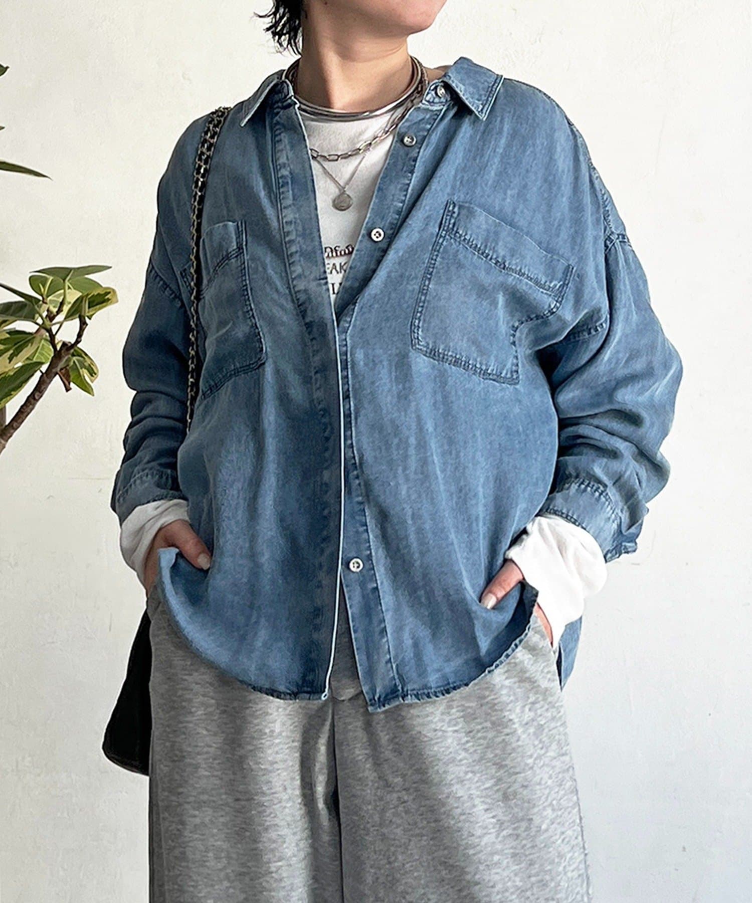 un dix cors(アンディコール) デニムラウンドシャツ