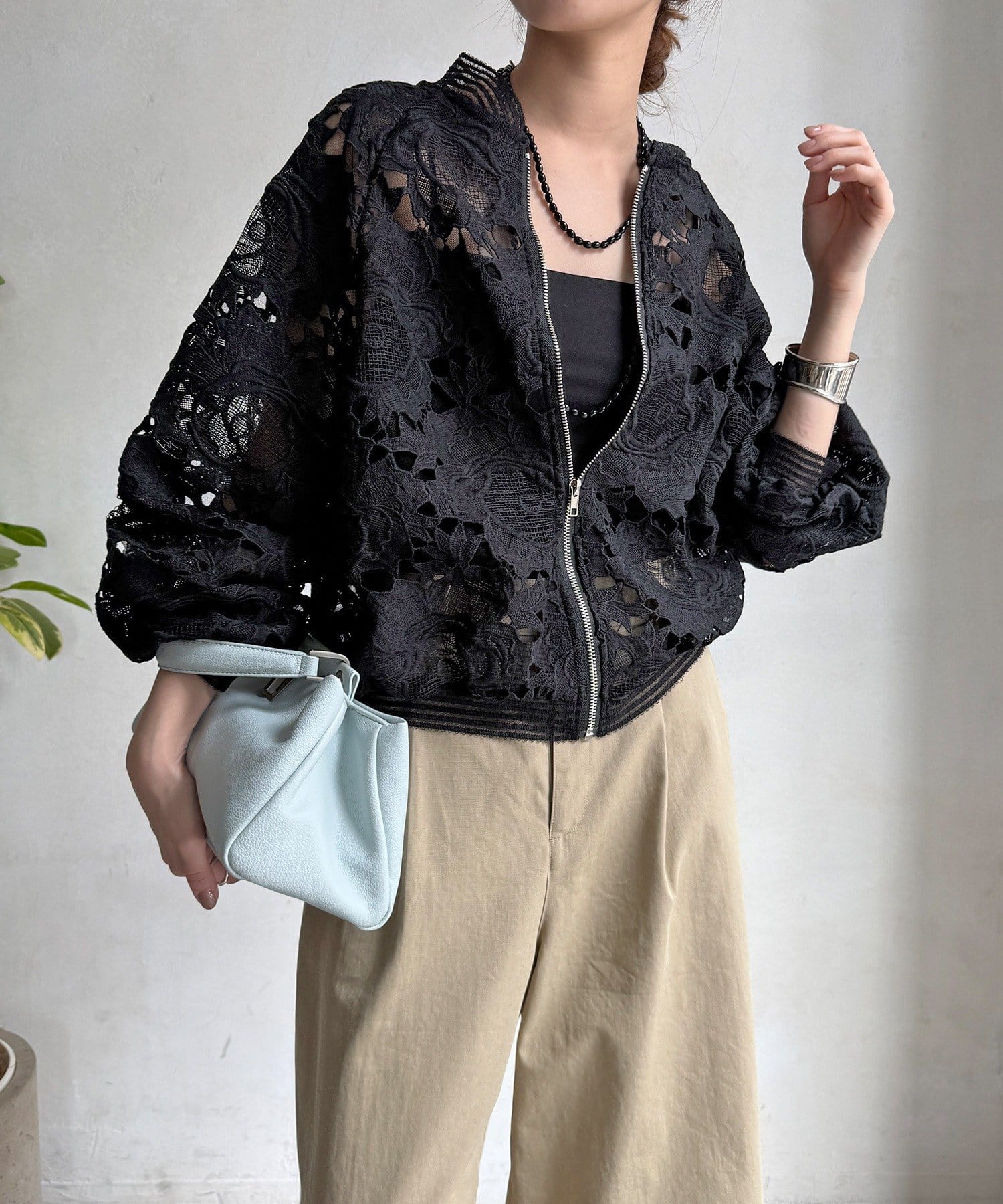 DOUDOU(ドゥドゥ) 【WEB限定】フラワーレースブルゾン