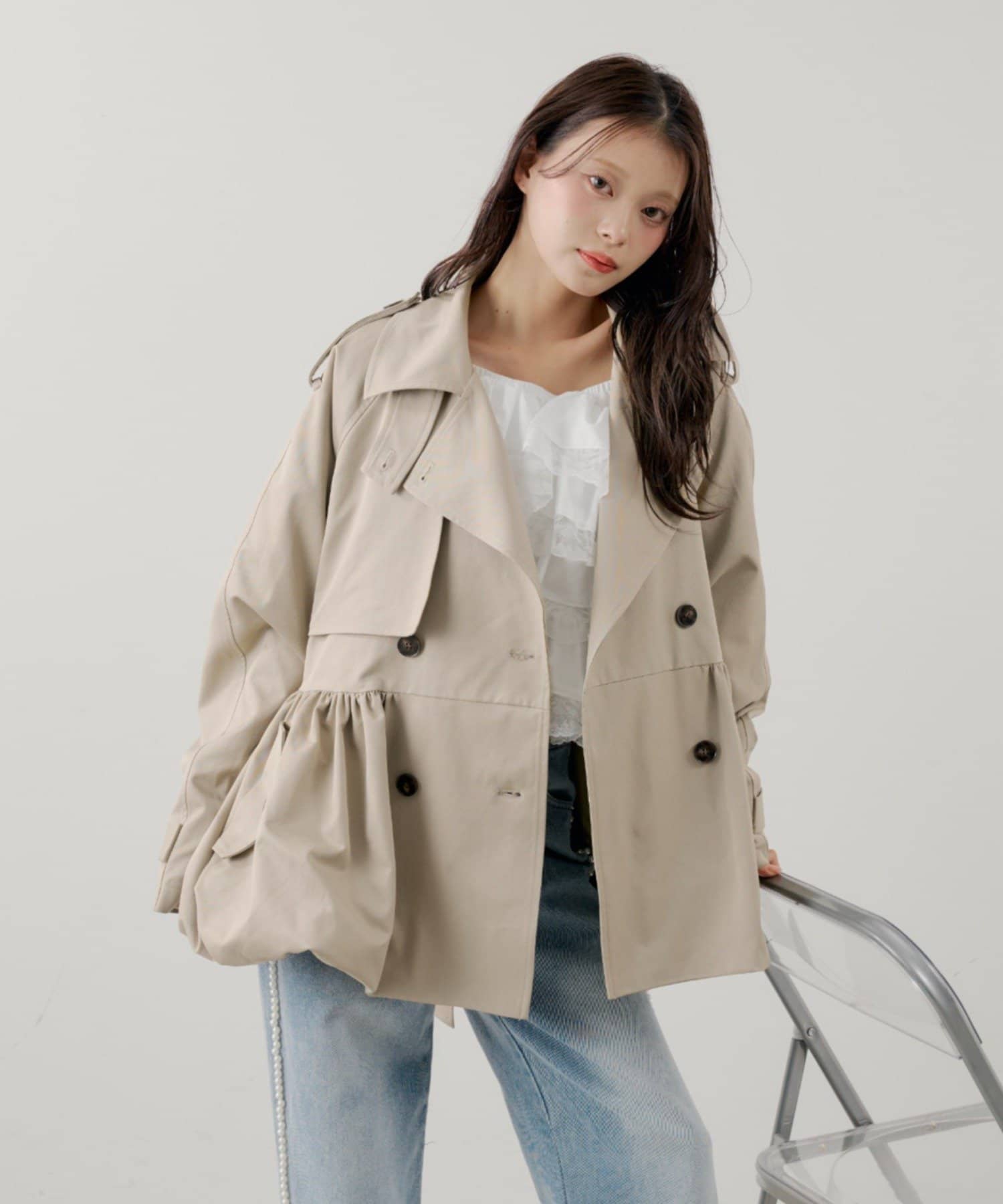 Chico(チコ) 【SALON by Chico】バルーンミディトレンチコート