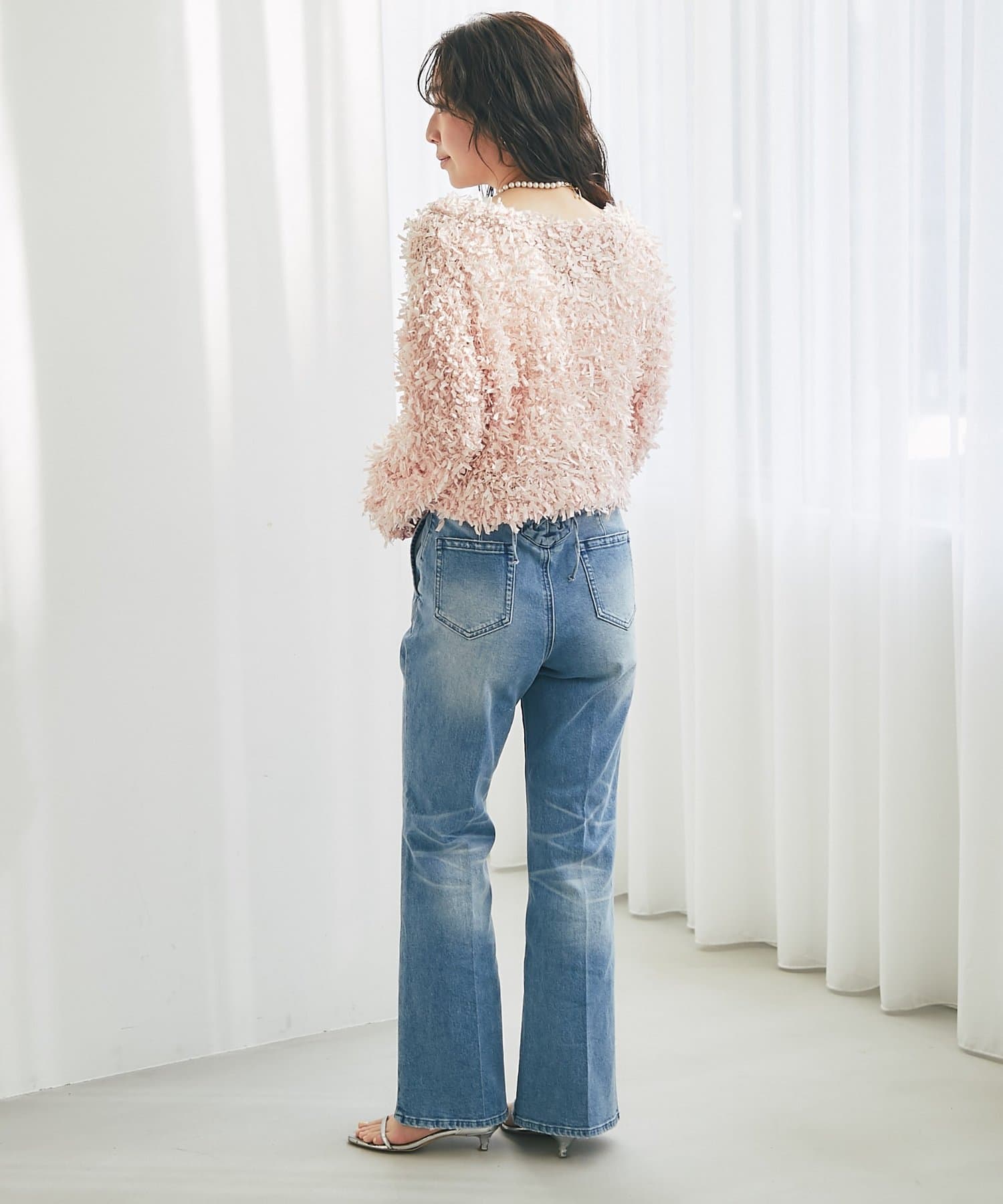 La boutique BonBon(ラブティックボンボン) バックレースアップデニムフレアパンツ