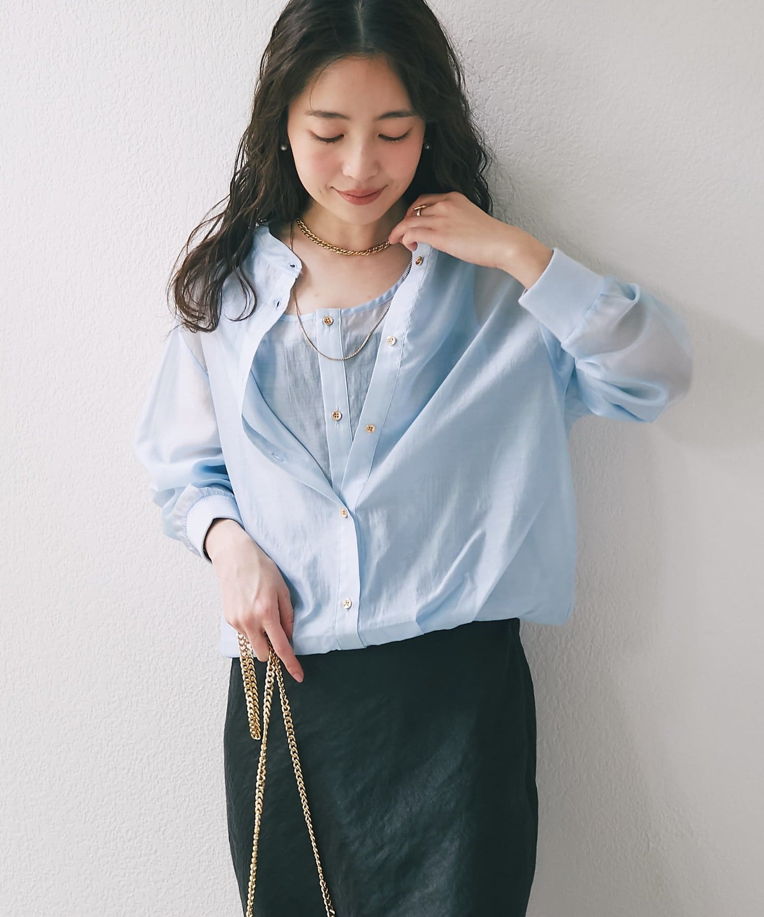 La boutique BonBon(ラブティックボンボン) シアーレイヤードブラウス