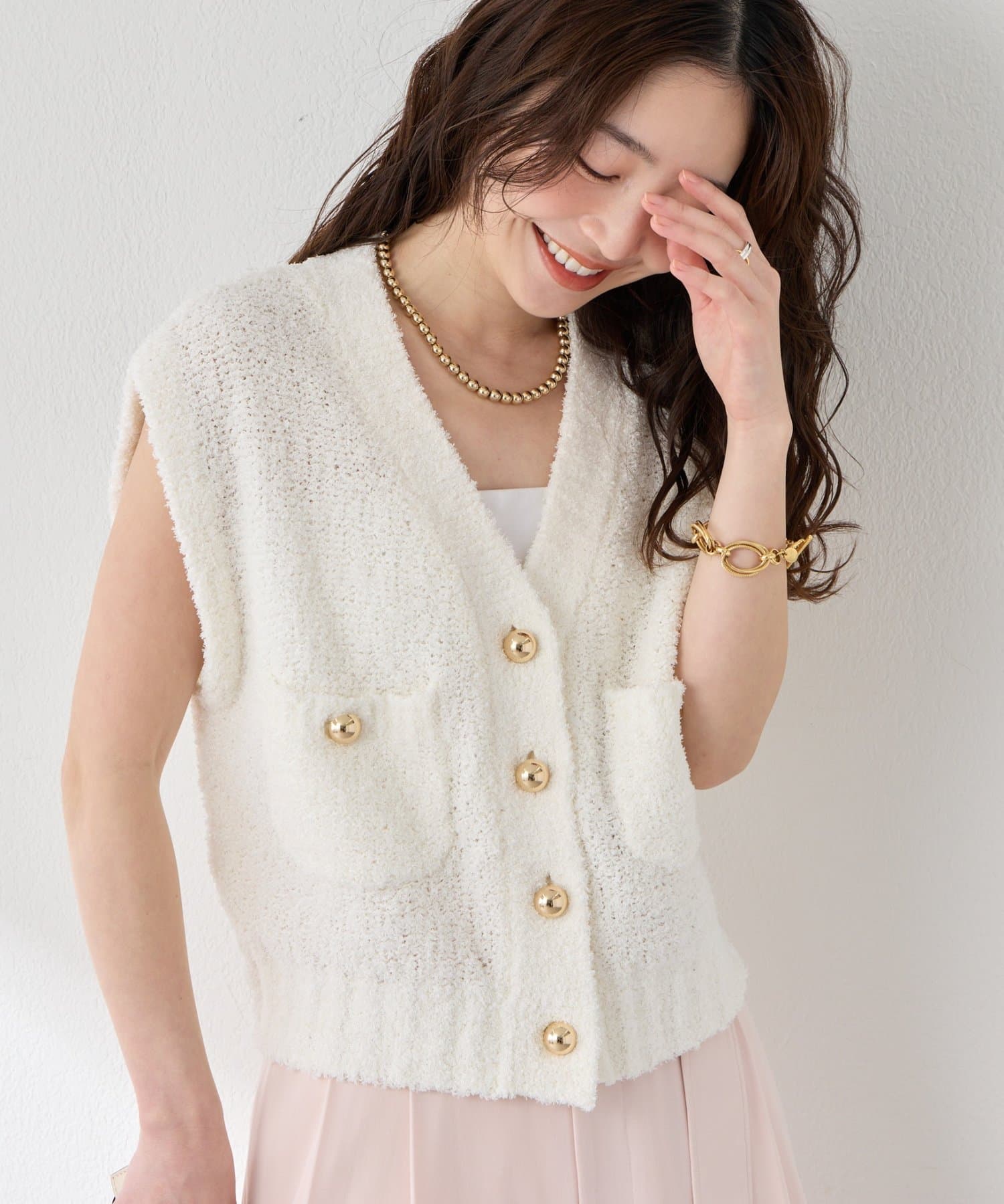 La boutique BonBon(ラブティックボンボン) ペーパーヤーンニットベスト