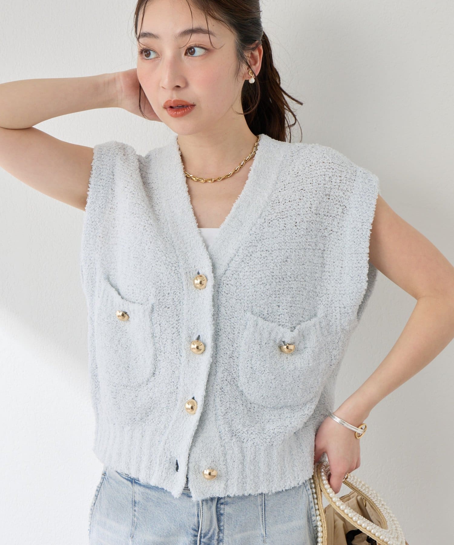 La boutique BonBon(ラブティックボンボン) ペーパーヤーンニットベスト