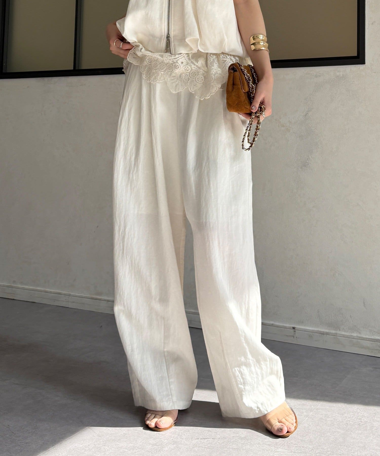 DOUDOU(ドゥドゥ) 【WEB限定】フロントタックカービーパンツ