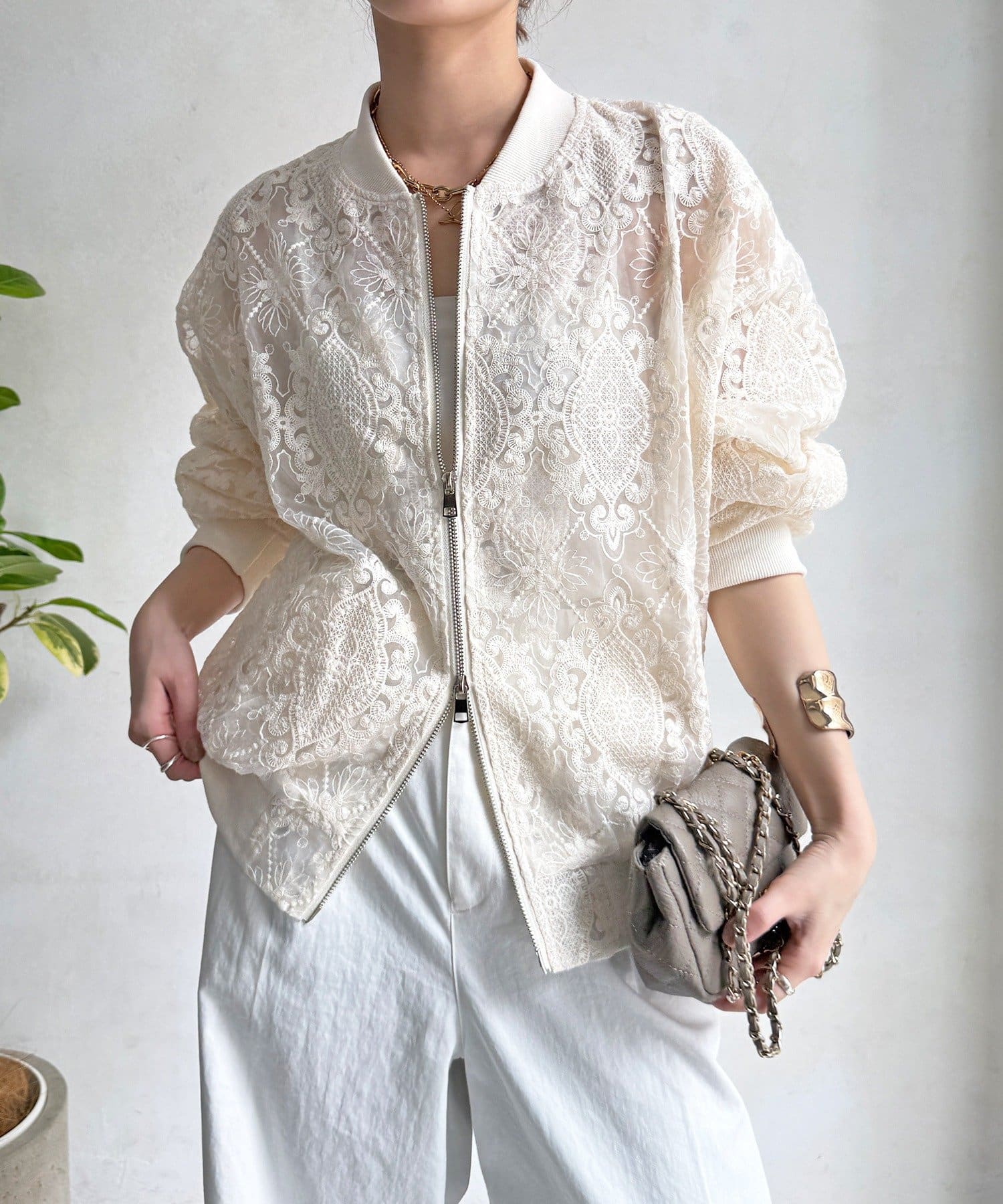 DOUDOU(ドゥドゥ) 【WEB限定】チュールレースブルゾン