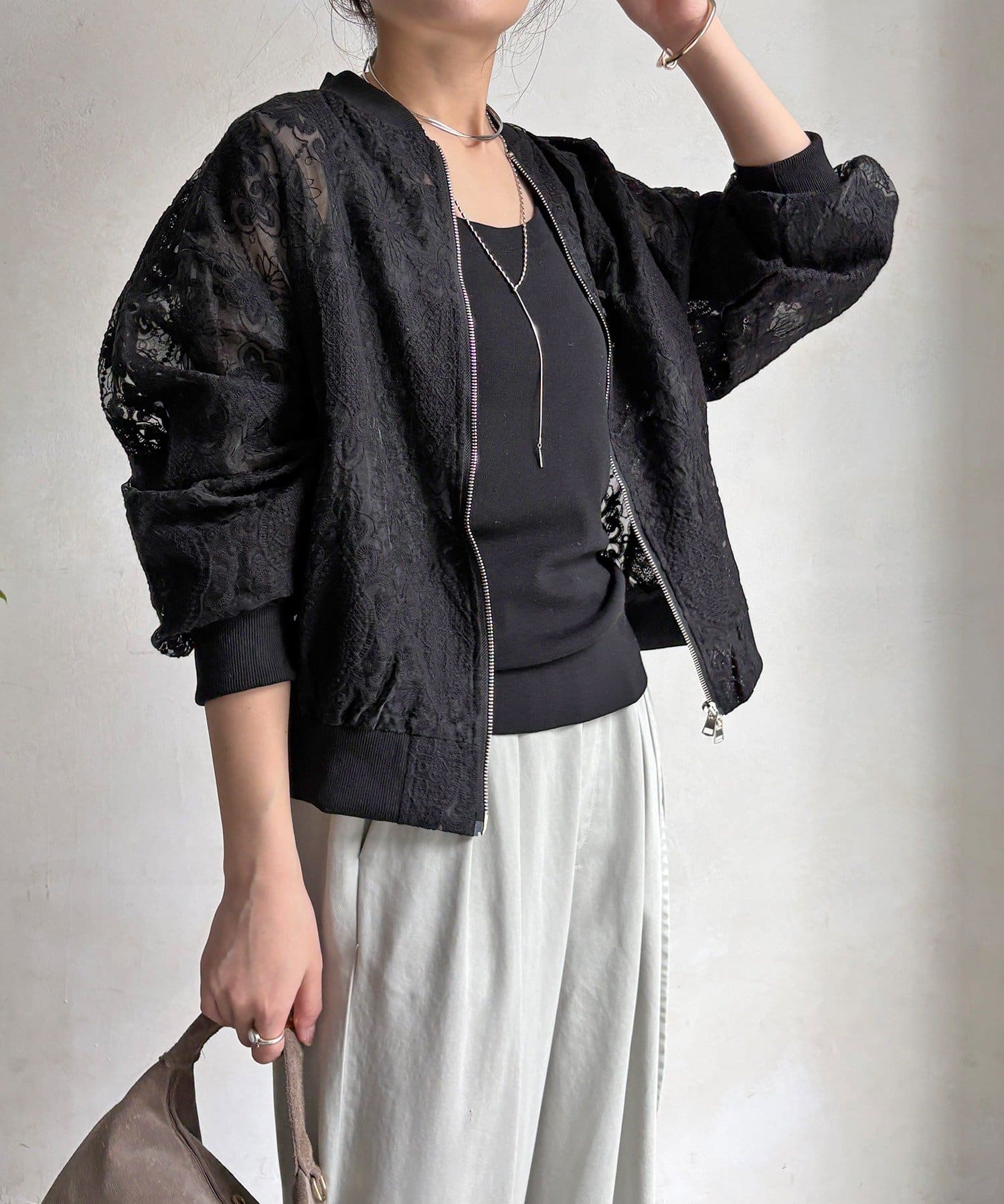 DOUDOU(ドゥドゥ) 【WEB限定】チュールレースブルゾン