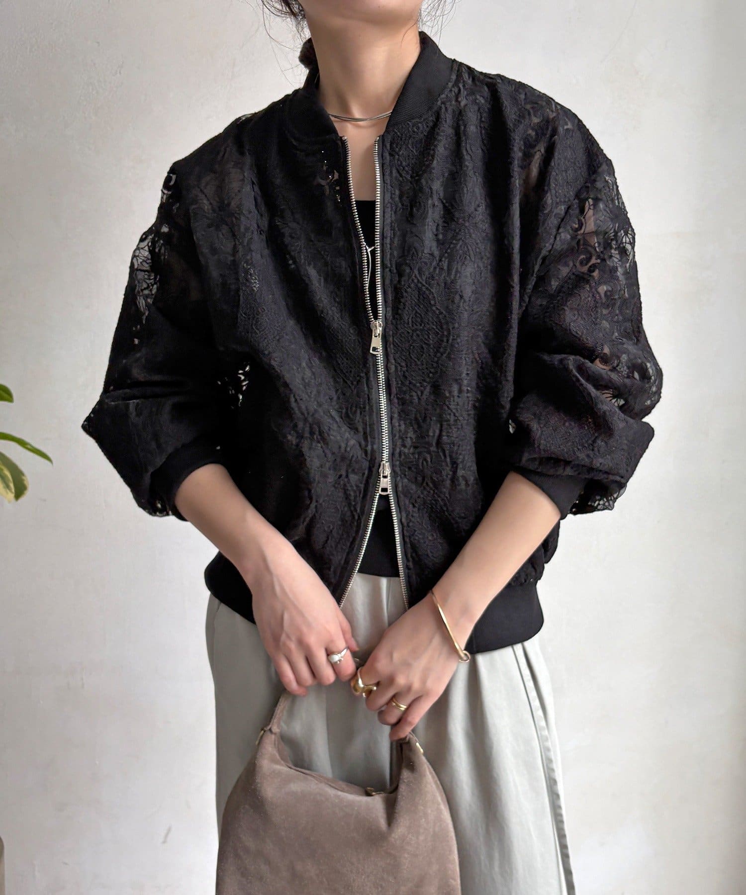 DOUDOU(ドゥドゥ) 【WEB限定】チュールレースブルゾン