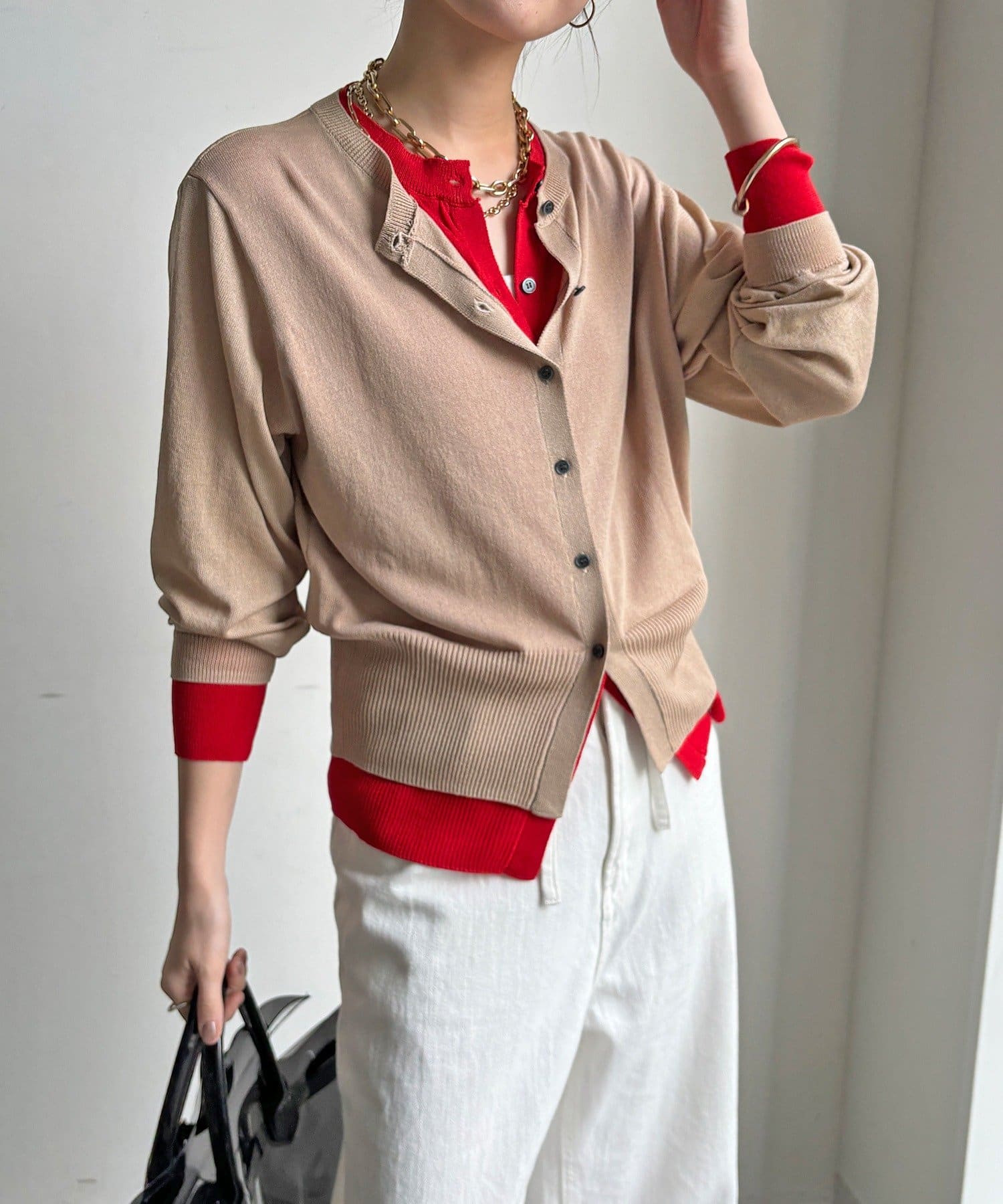 DOUDOU(ドゥドゥ) 【WEB限定】レイヤード風カーディガン