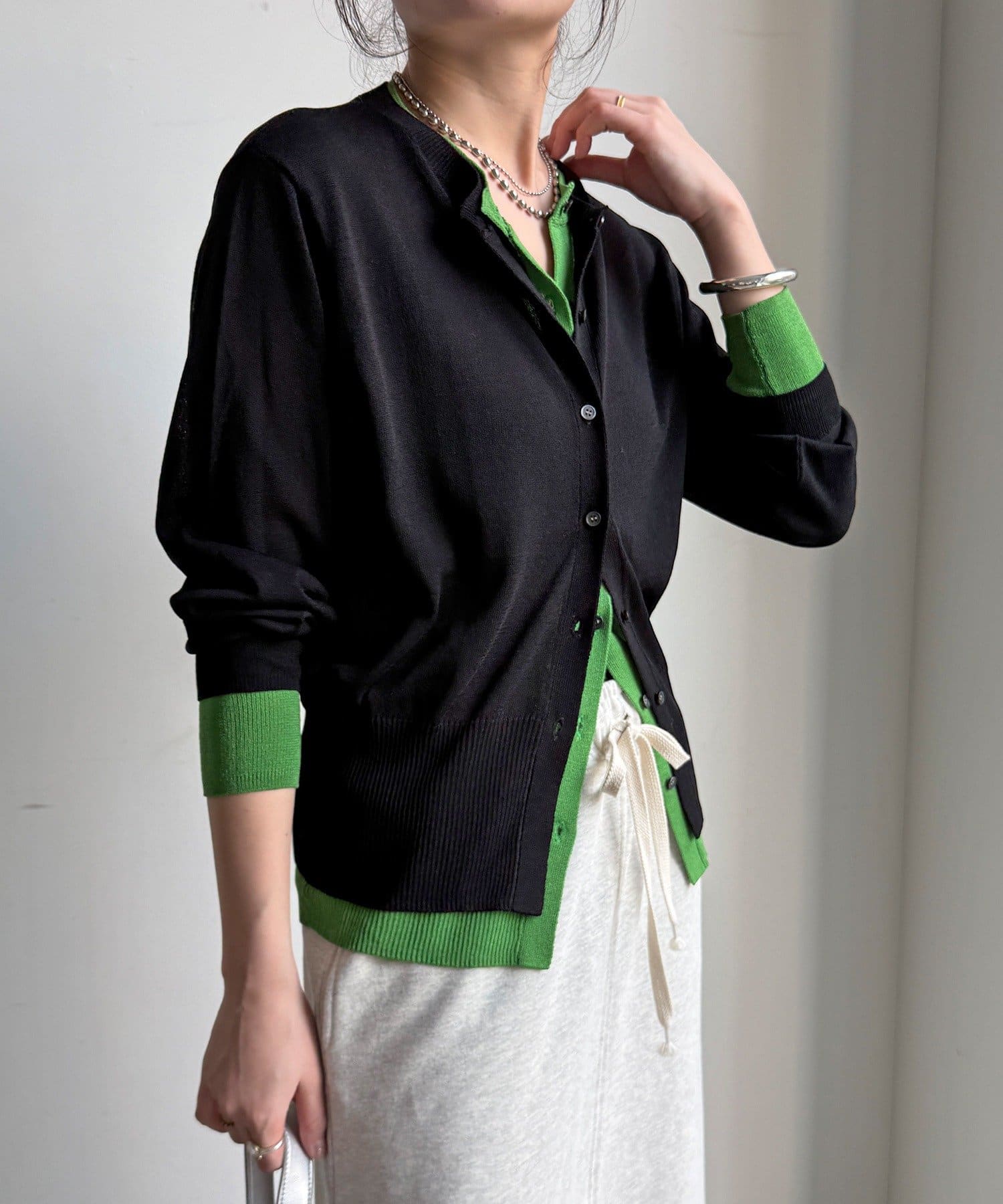 DOUDOU(ドゥドゥ) 【WEB限定】レイヤード風カーディガン