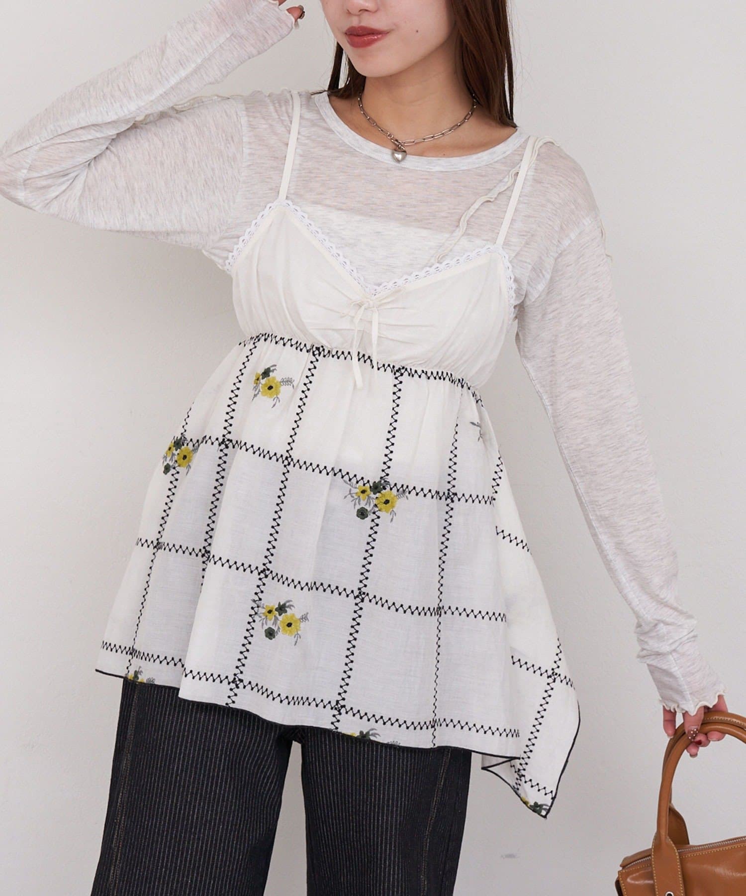 CIAOPANIC(チャオパニック) 【She desires...】刺繍イレヘムチュニックキャミワンピース