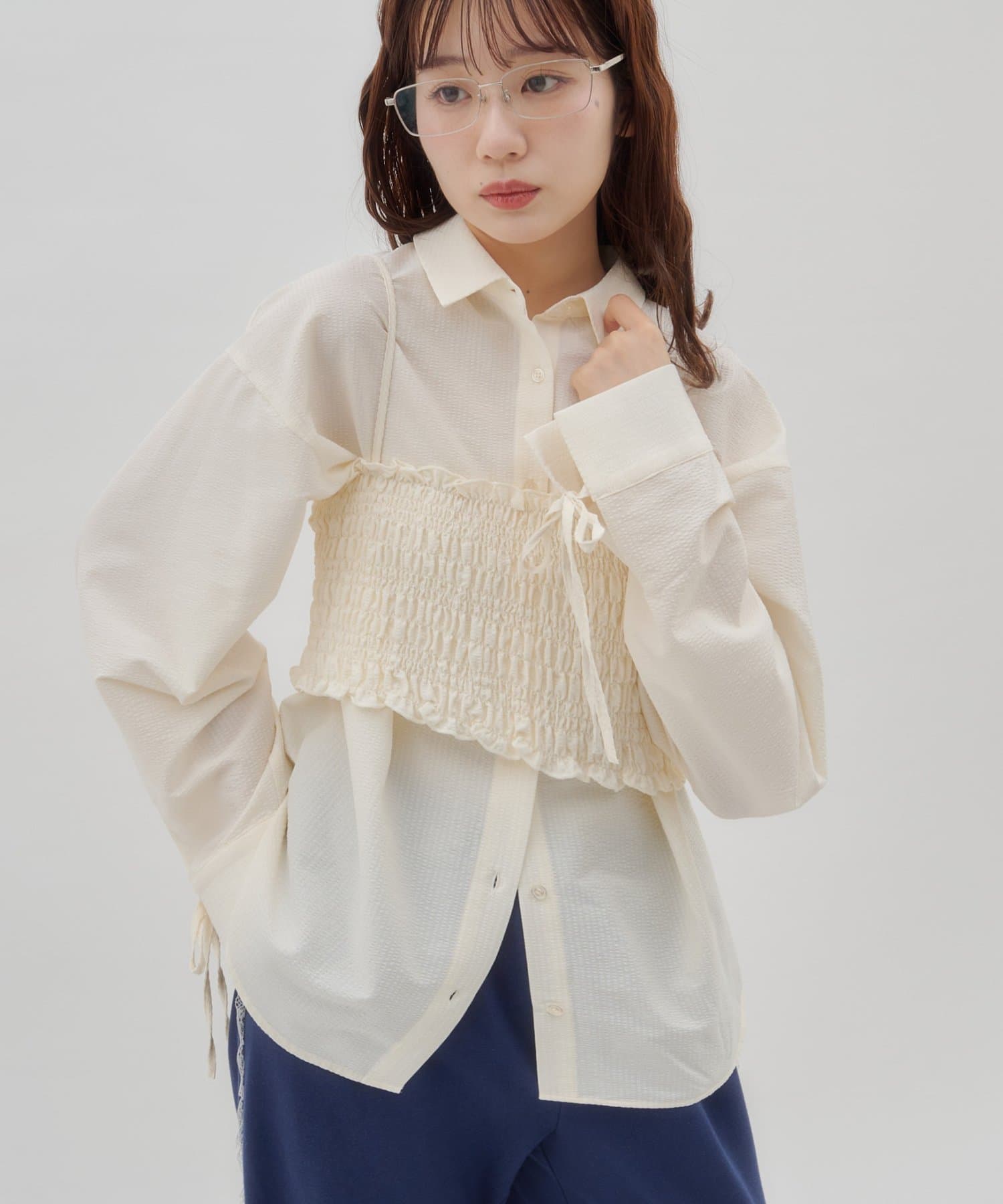 DISCOAT(ディスコート) 【umm.】キャミセットストライプシャツ