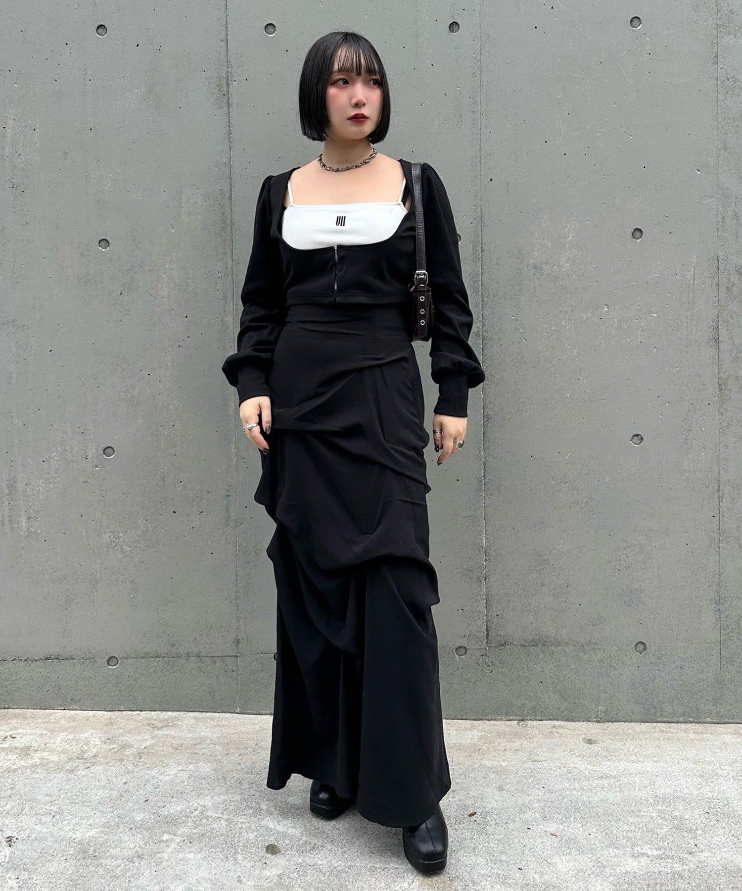 Remind me and forever(リマインドミーアンドフォーエバー) 【Mavie..7】【3サイズ展開】タックデザインロングスカート