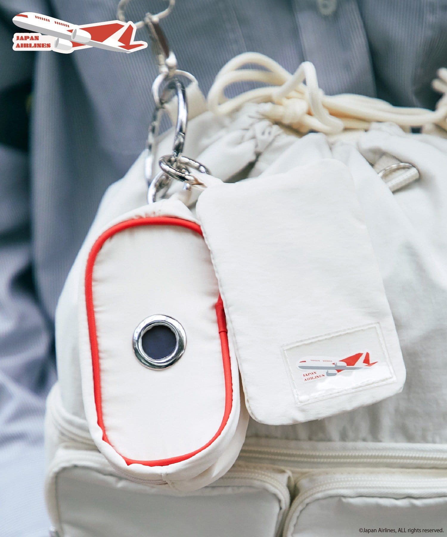 3COINS(スリーコインズ) ポケットティッシュ&マナーロールポーチ／JAPAN AIRLINES