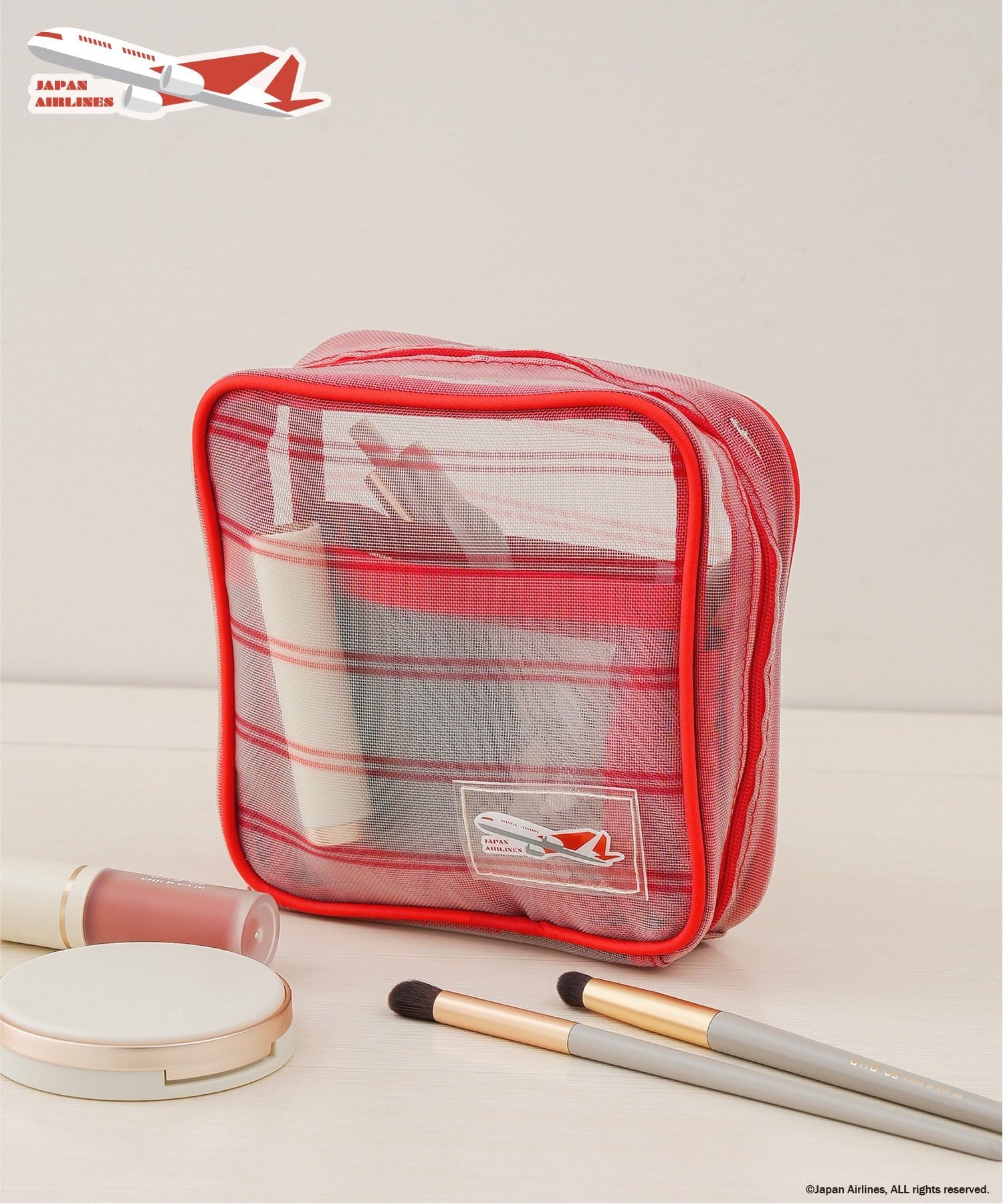 3COINS(スリーコインズ) トラベルポーチ：S／JAPAN AIRLINES