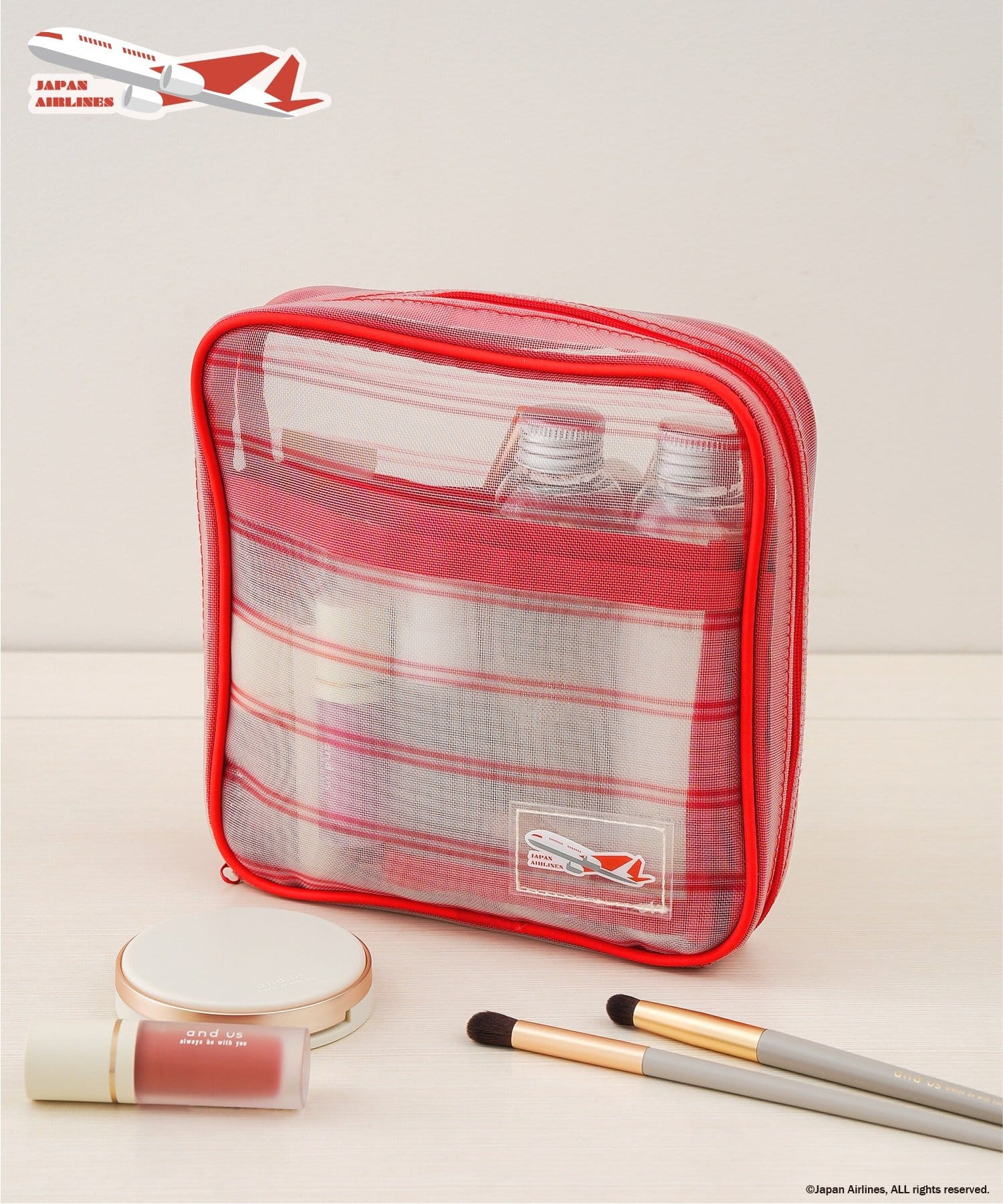 3COINS(スリーコインズ) トラベルポーチ：M／JAPAN AIRLINES