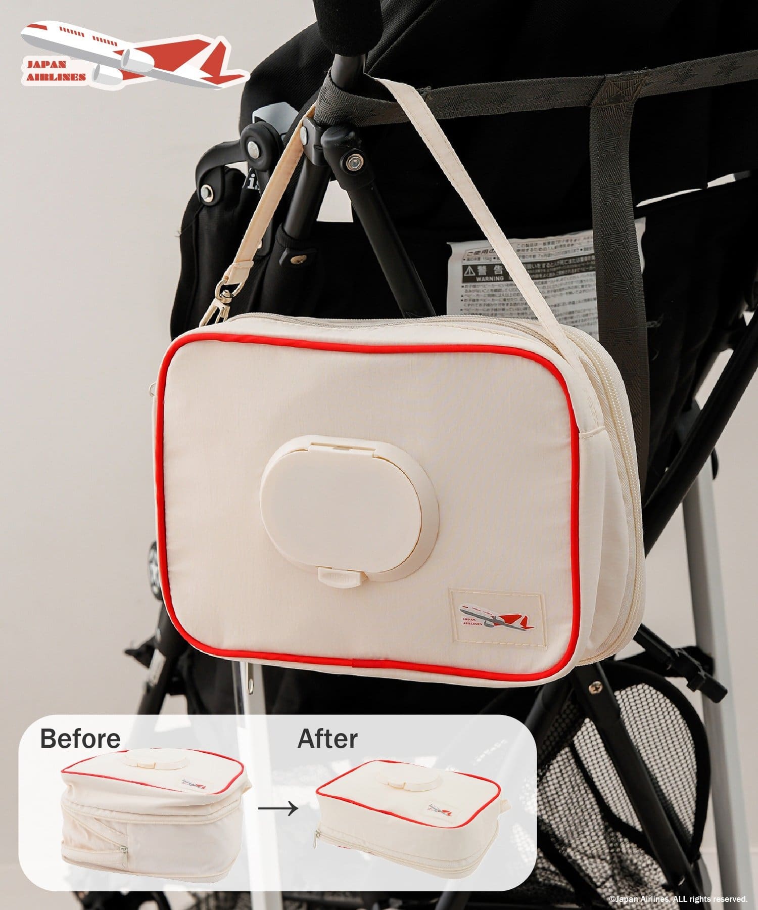 3COINS(スリーコインズ) 圧縮おむつポーチ／JAPAN AIRLINES