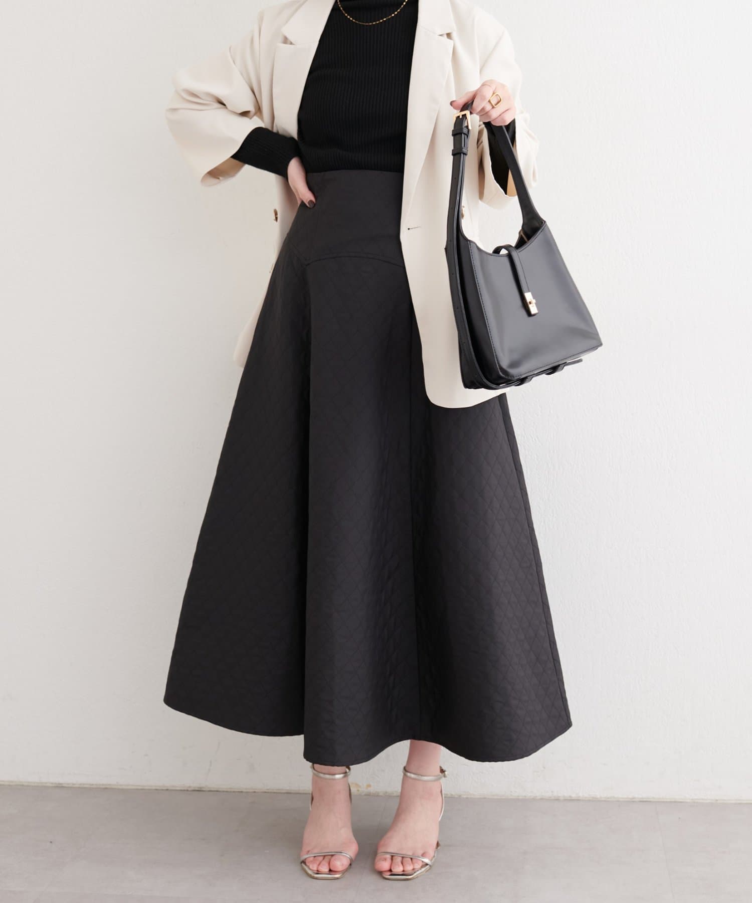 natural couture(ナチュラルクチュール) 〈osono〉エンボスジャガードスカート