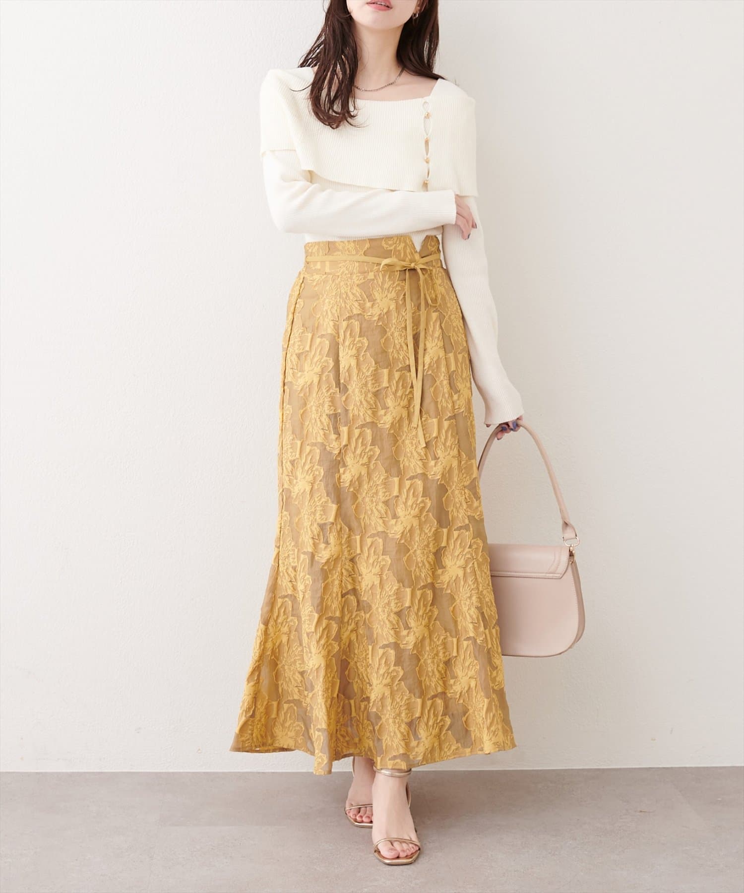 natural couture(ナチュラルクチュール) 長さ変えられるシアージャガードスカート