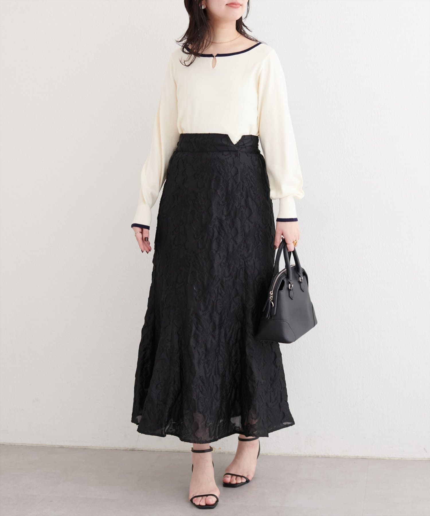 natural couture(ナチュラルクチュール) 長さ変えられるシアージャガードスカート