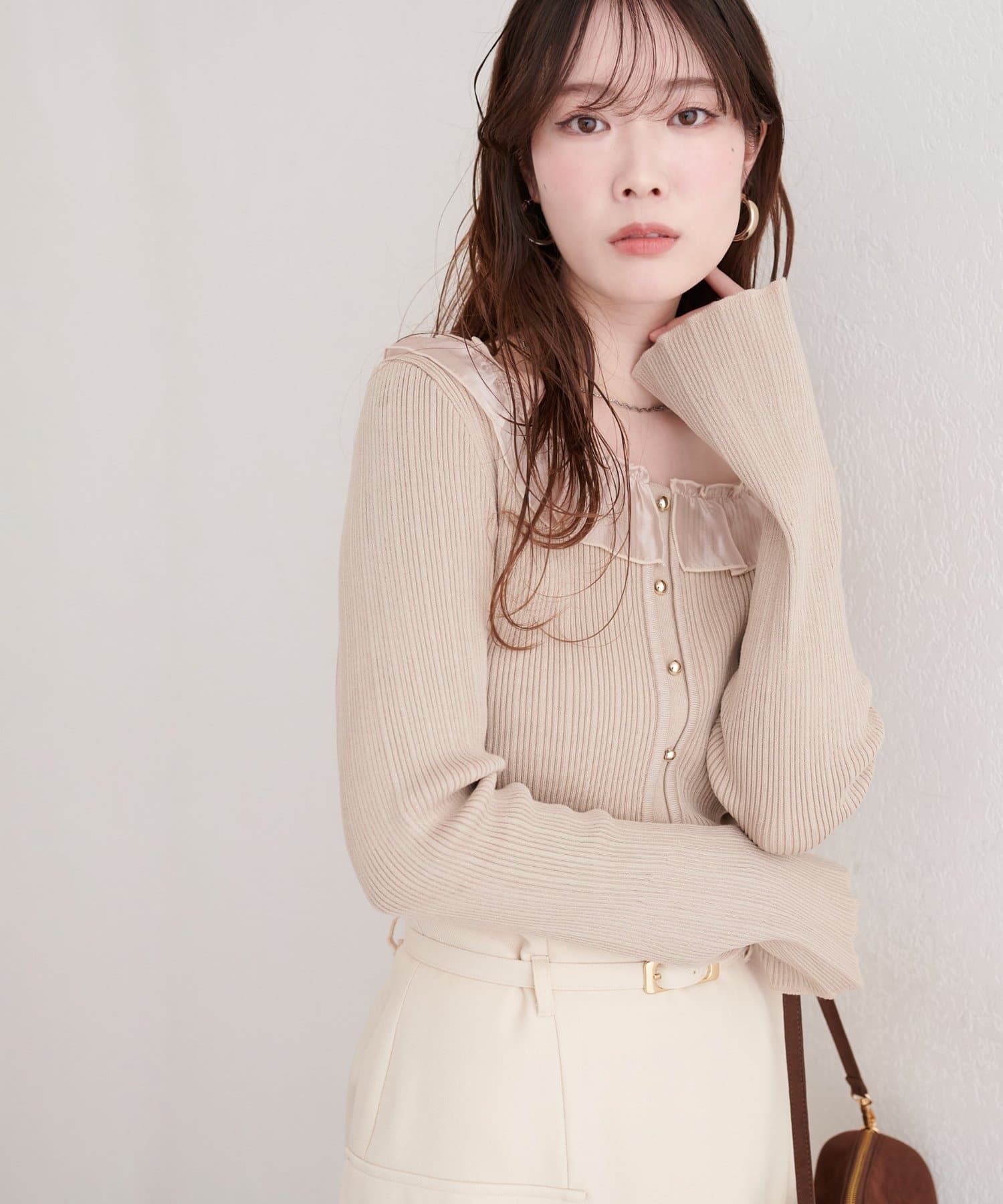 natural couture(ナチュラルクチュール) 異素材フリルニット