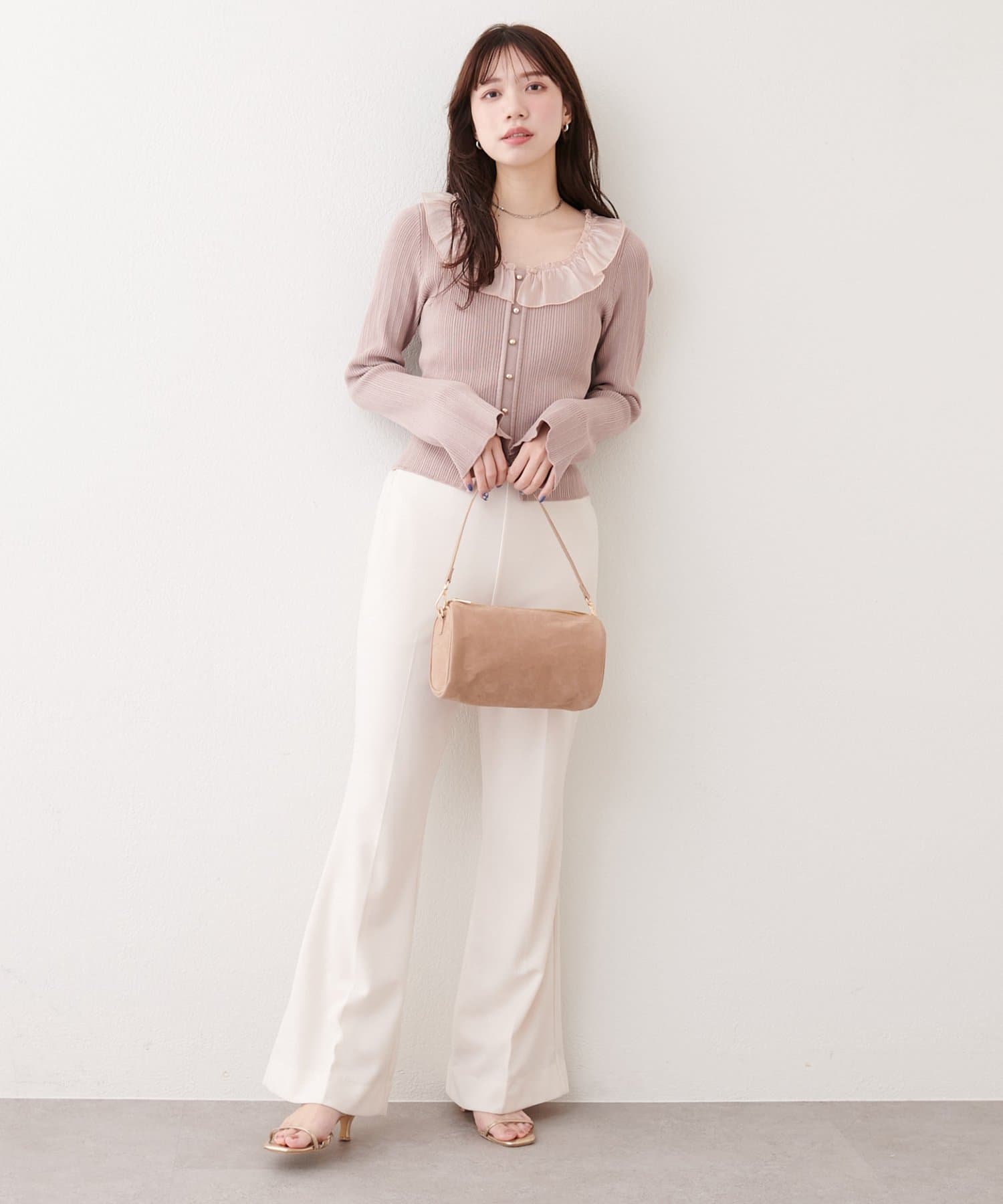 natural couture(ナチュラルクチュール) 異素材フリルニット