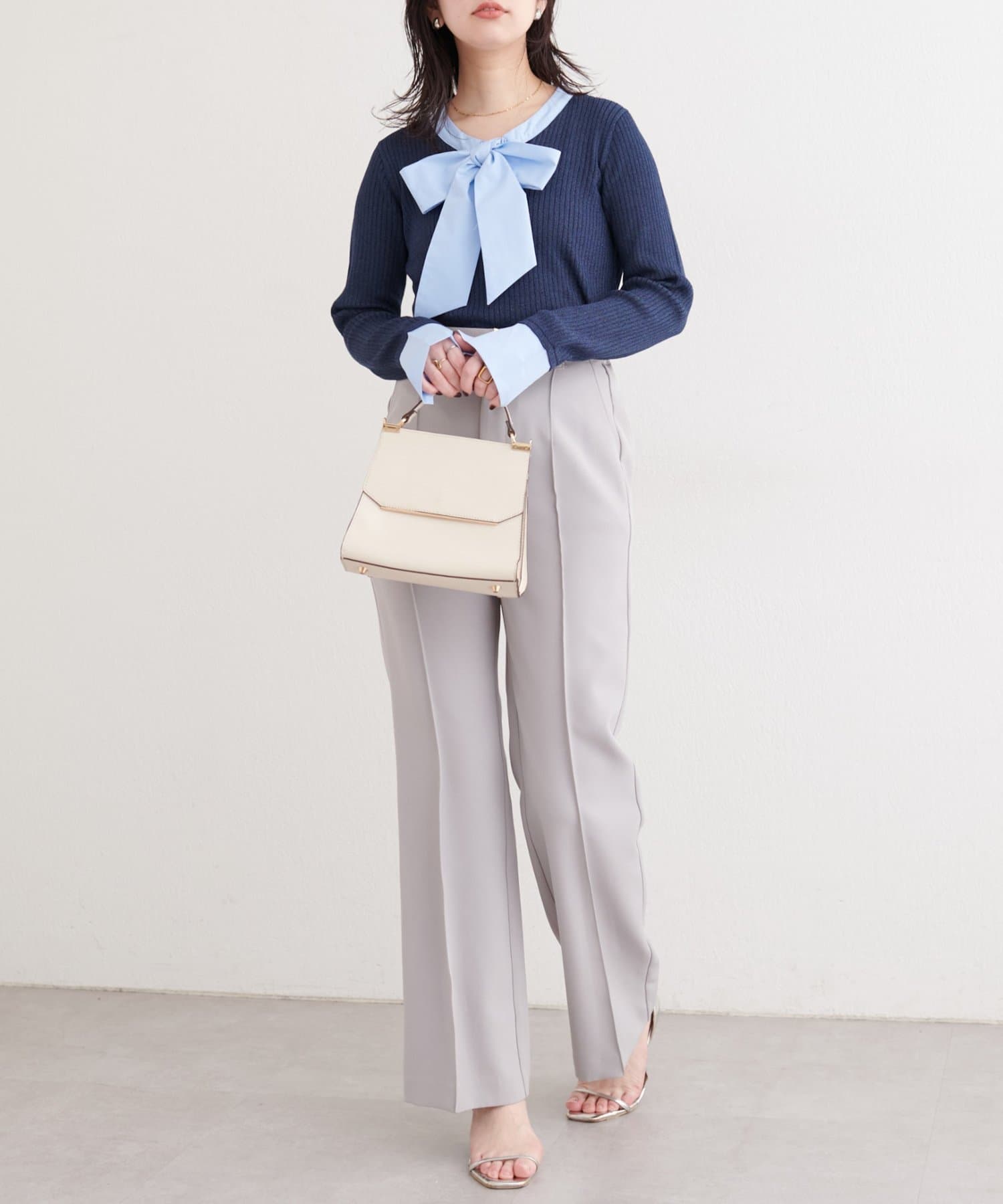 natural couture(ナチュラルクチュール) リボンタイラメニット