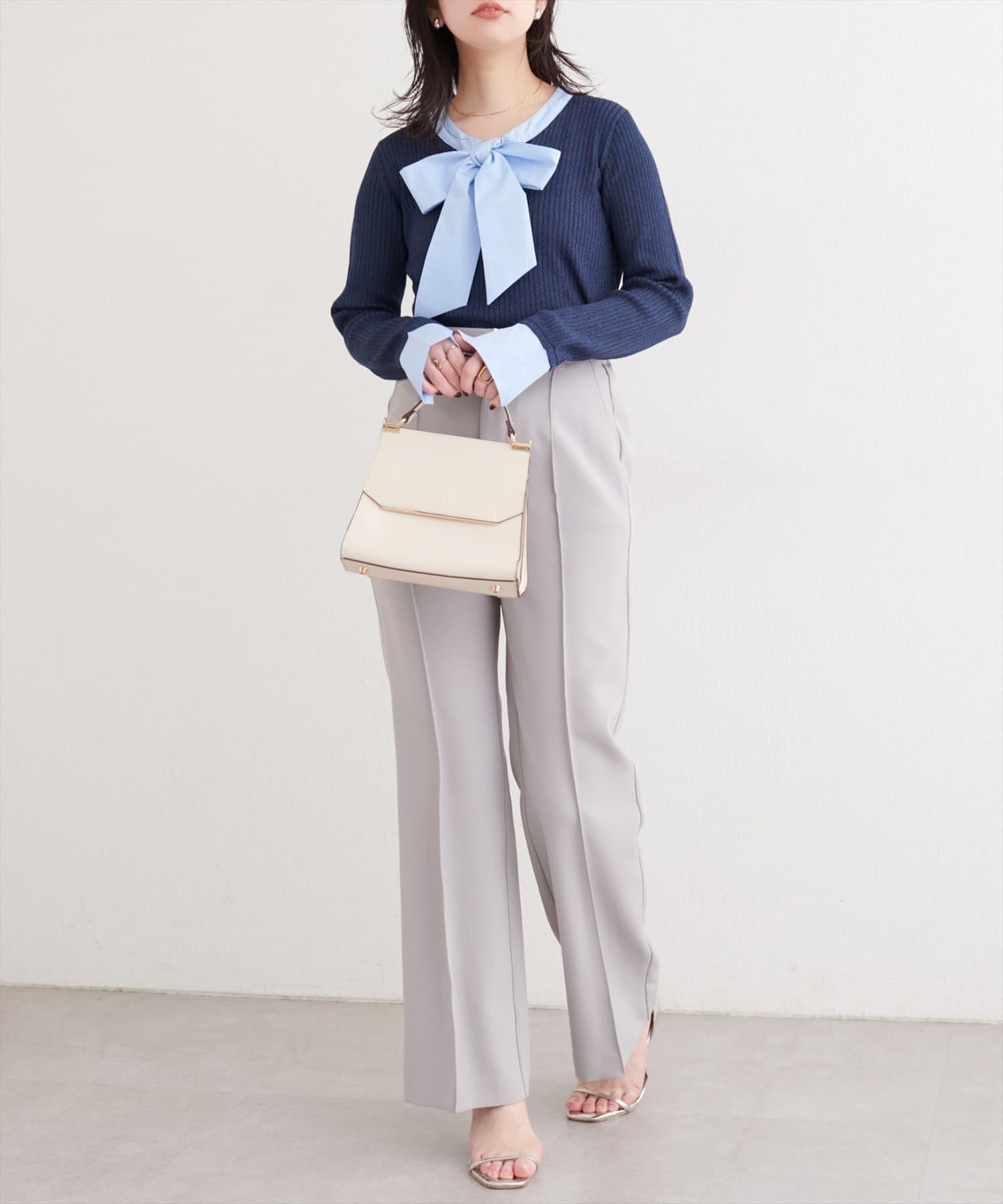 natural couture(ナチュラルクチュール) リボンタイラメニット