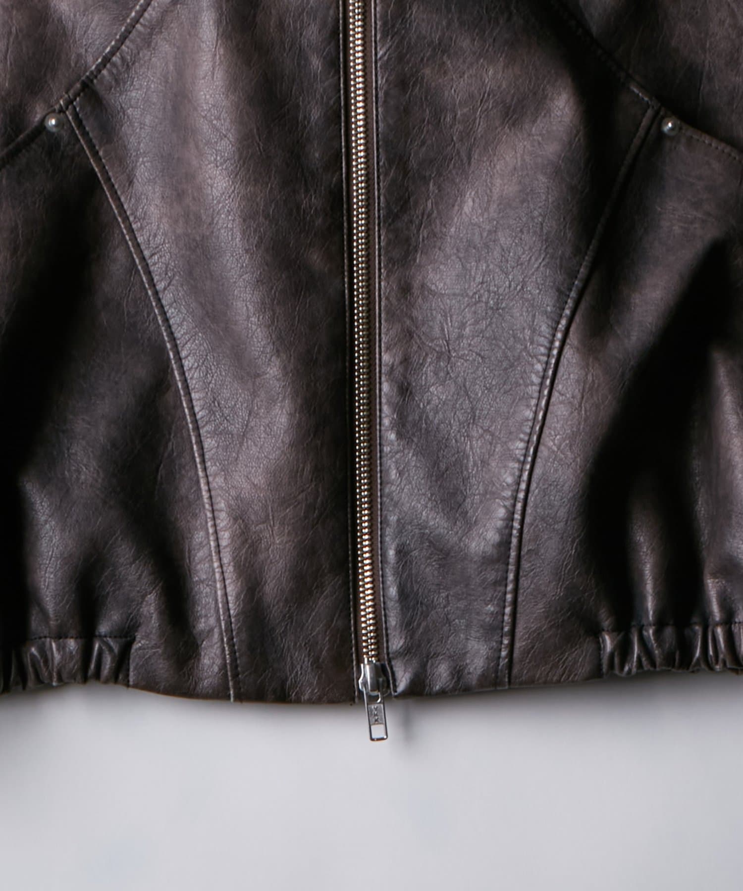 WHO’S WHO gallery(フーズフーギャラリー) ヴィンテージライクレザースタンドカラーブルゾン