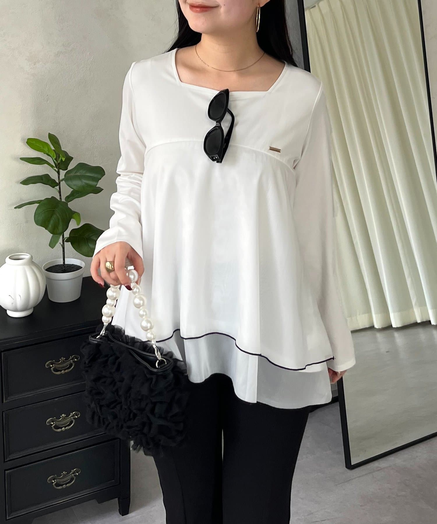 prose verse(プロズヴェール) 裾バイカラーティアードロンT