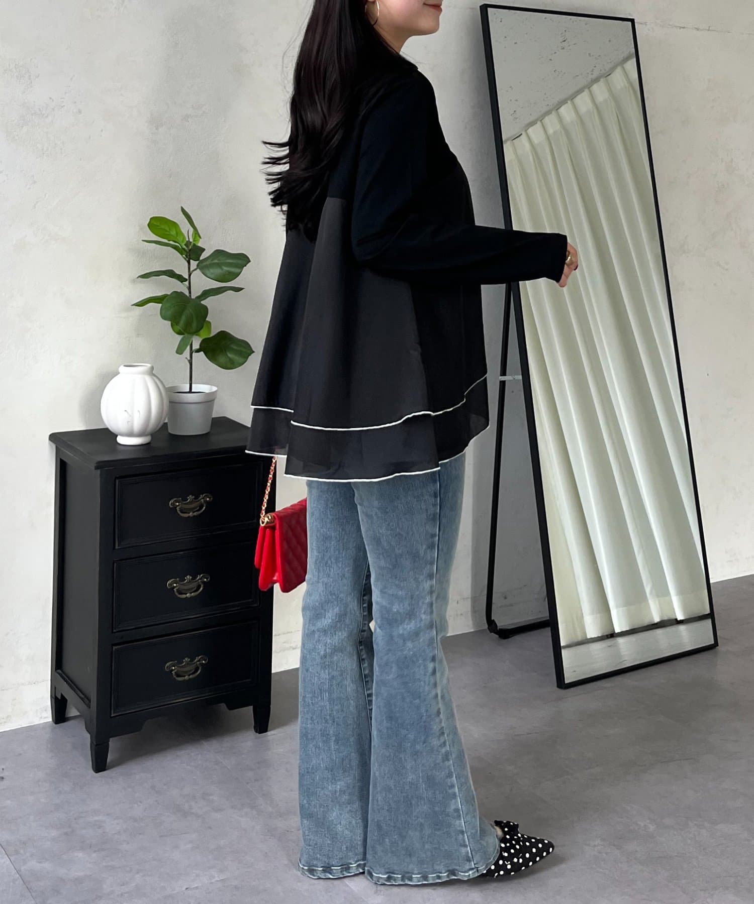 prose verse(プロズヴェール) 裾バイカラーティアードロンT