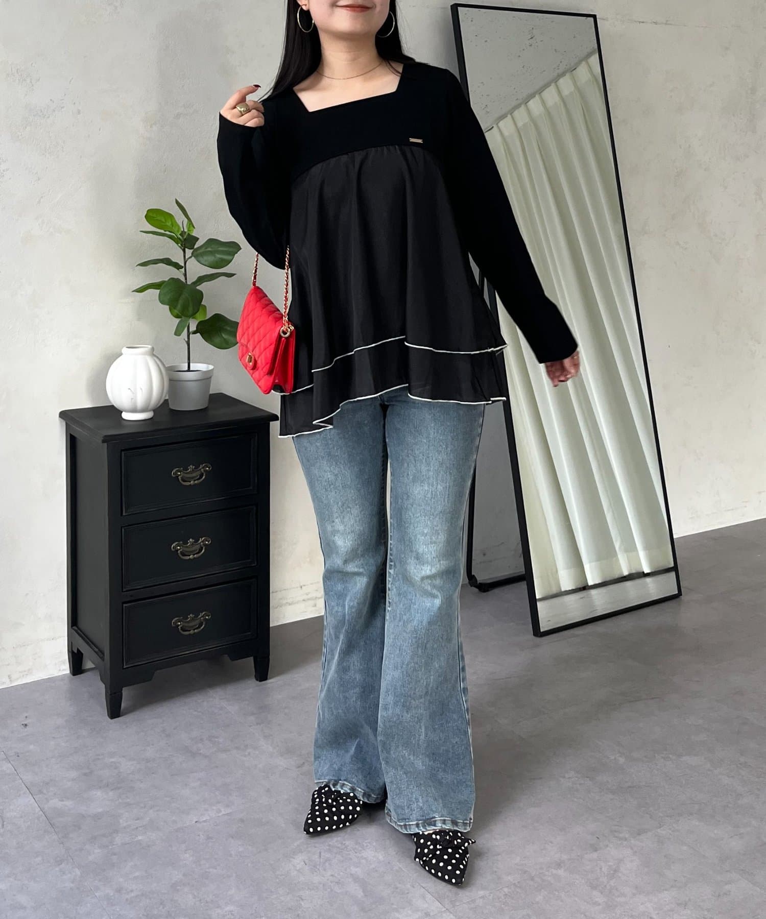 prose verse(プロズヴェール) 裾バイカラーティアードロンT