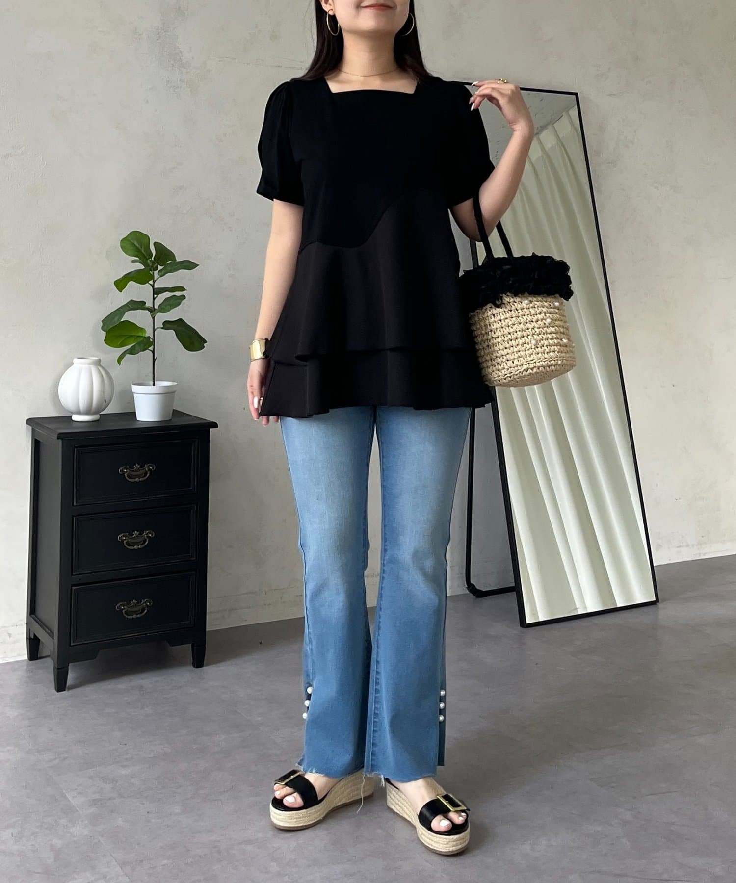 prose verse(プロズヴェール) ウェーブ切替ティアードTシャツ