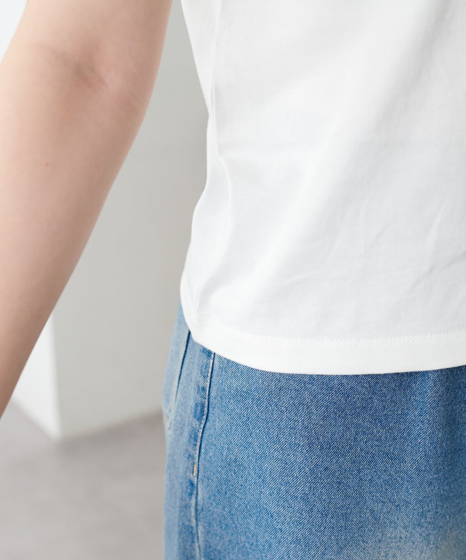 DISCOAT(ディスコート) 【WEB限定】線抜きハート刺繍コンパクト半袖Tシャツ