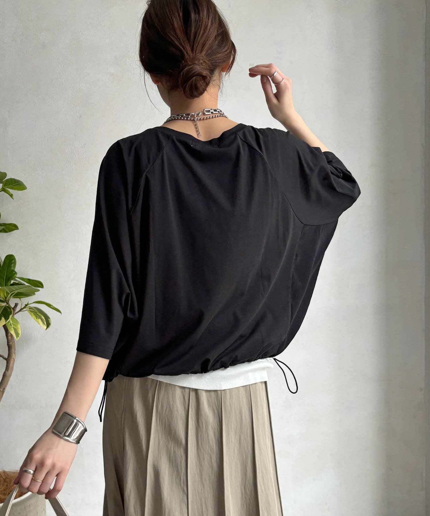 DOUDOU(ドゥドゥ) 【WEB限定】異素材切替ドロストプルオーバー