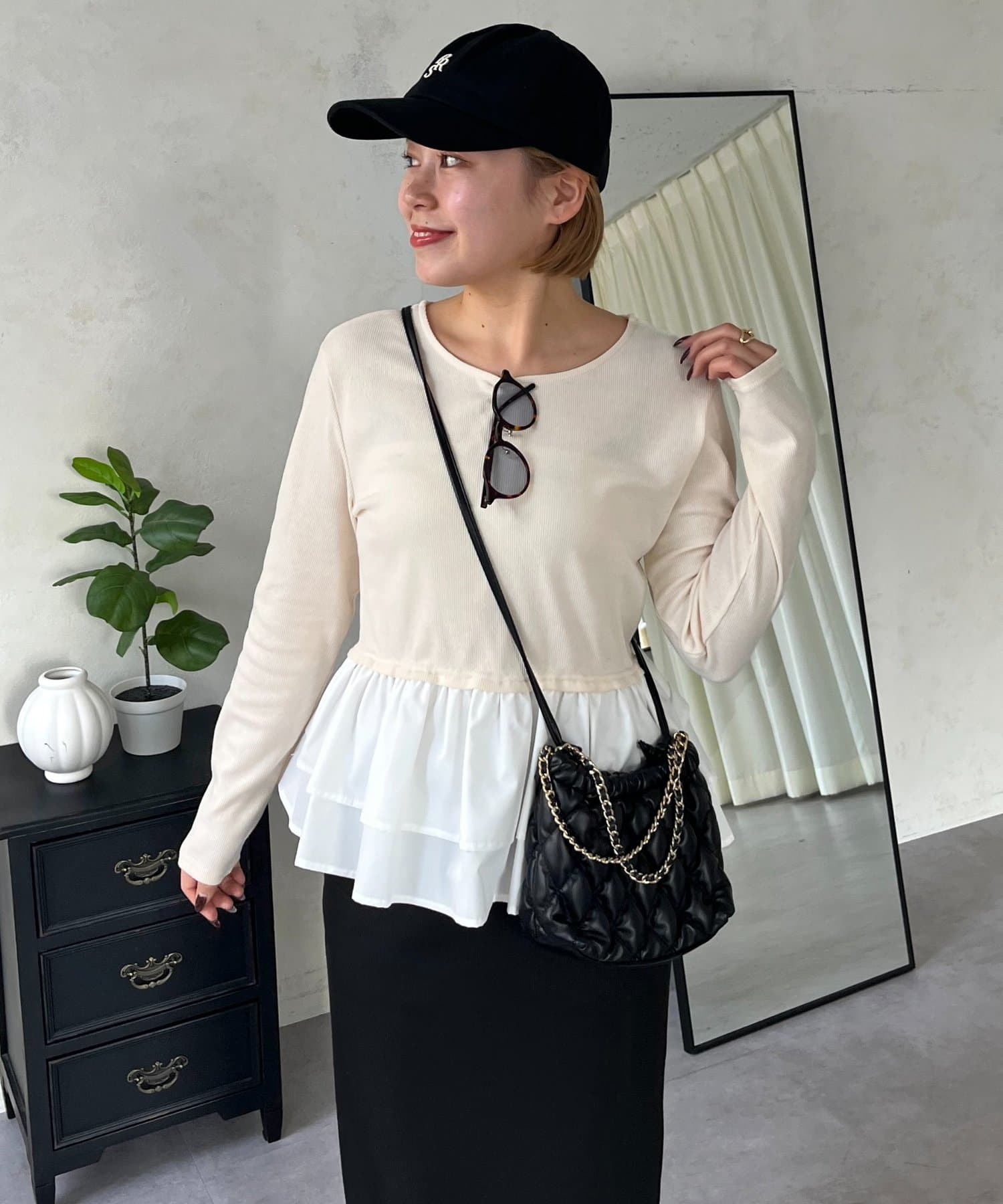 prose verse(プロズヴェール) 【MOMO】裾フリルドッキングトップス