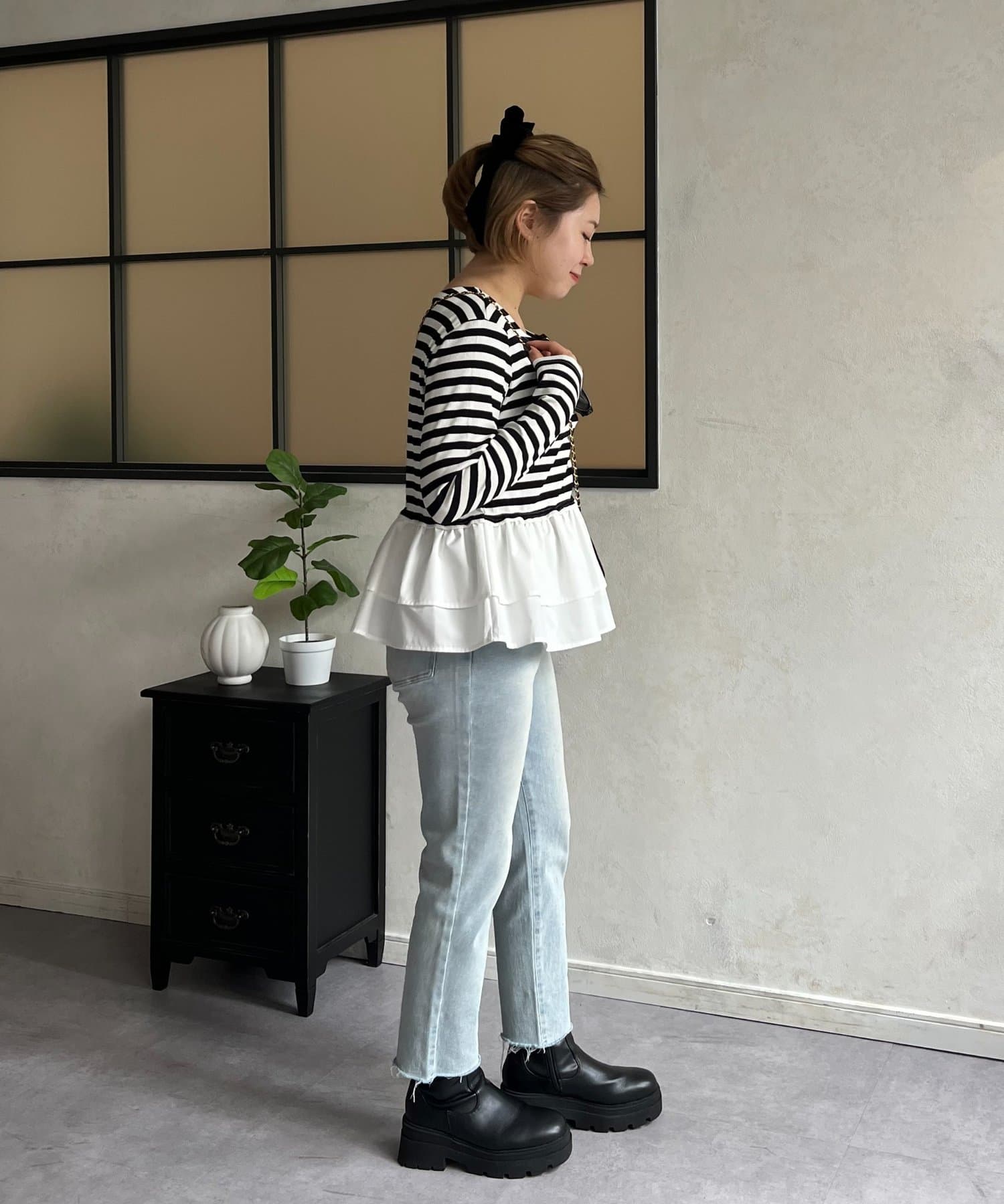 prose verse(プロズヴェール) 【MOMO】裾フリルドッキングトップス