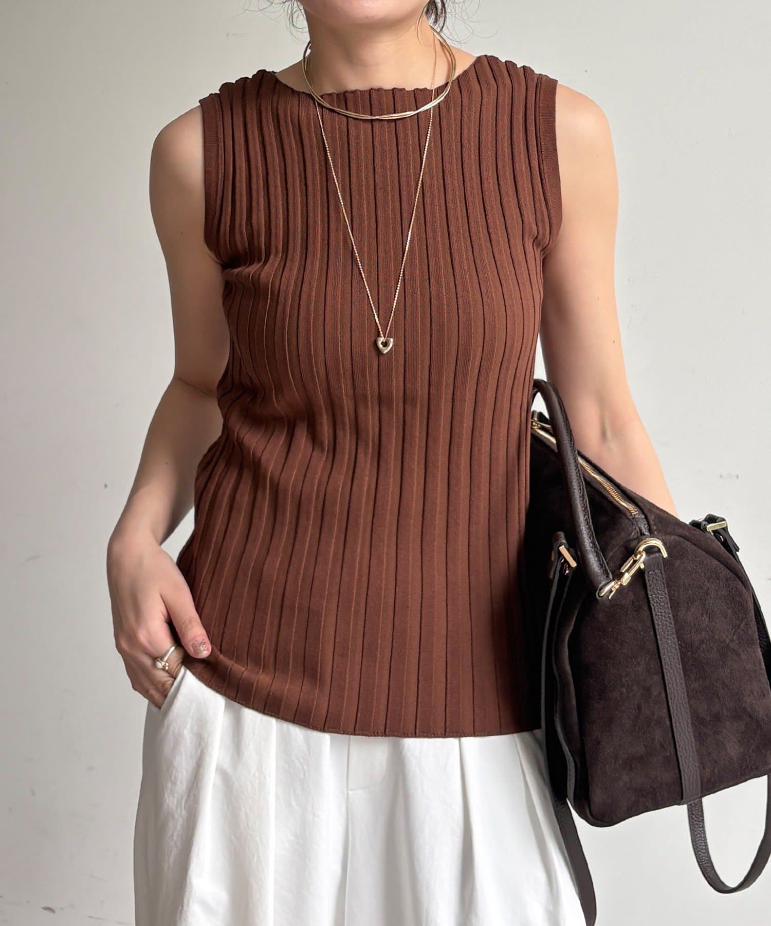 DOUDOU(ドゥドゥ) 【WEB限定】ワイドリブノースリーブプルオーバー