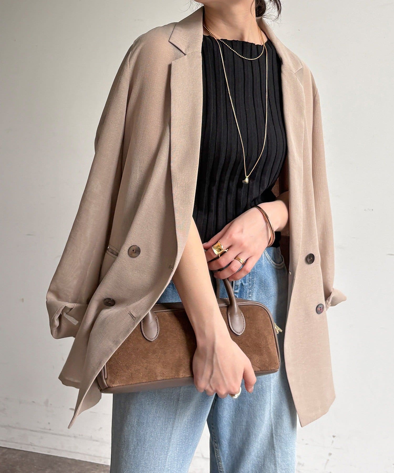 DOUDOU(ドゥドゥ) 【WEB限定】ワイドリブノースリーブプルオーバー