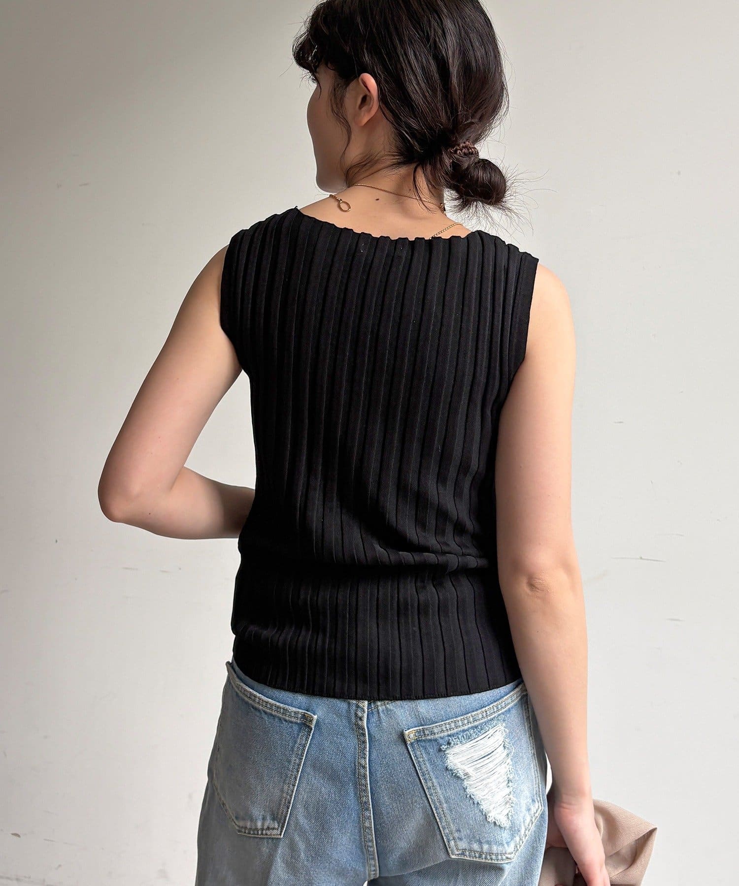 DOUDOU(ドゥドゥ) 【WEB限定】ワイドリブノースリーブプルオーバー