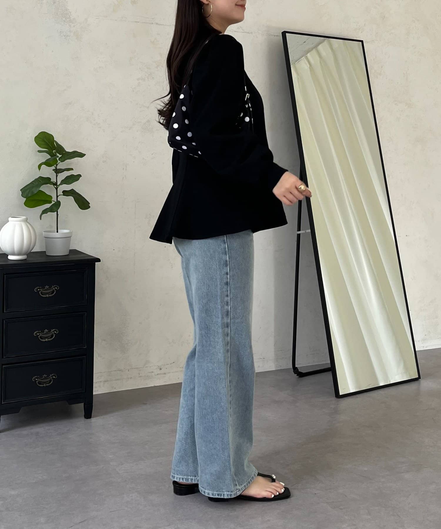 prose verse(プロズヴェール) パフスリーブ裾フレア切替トップス